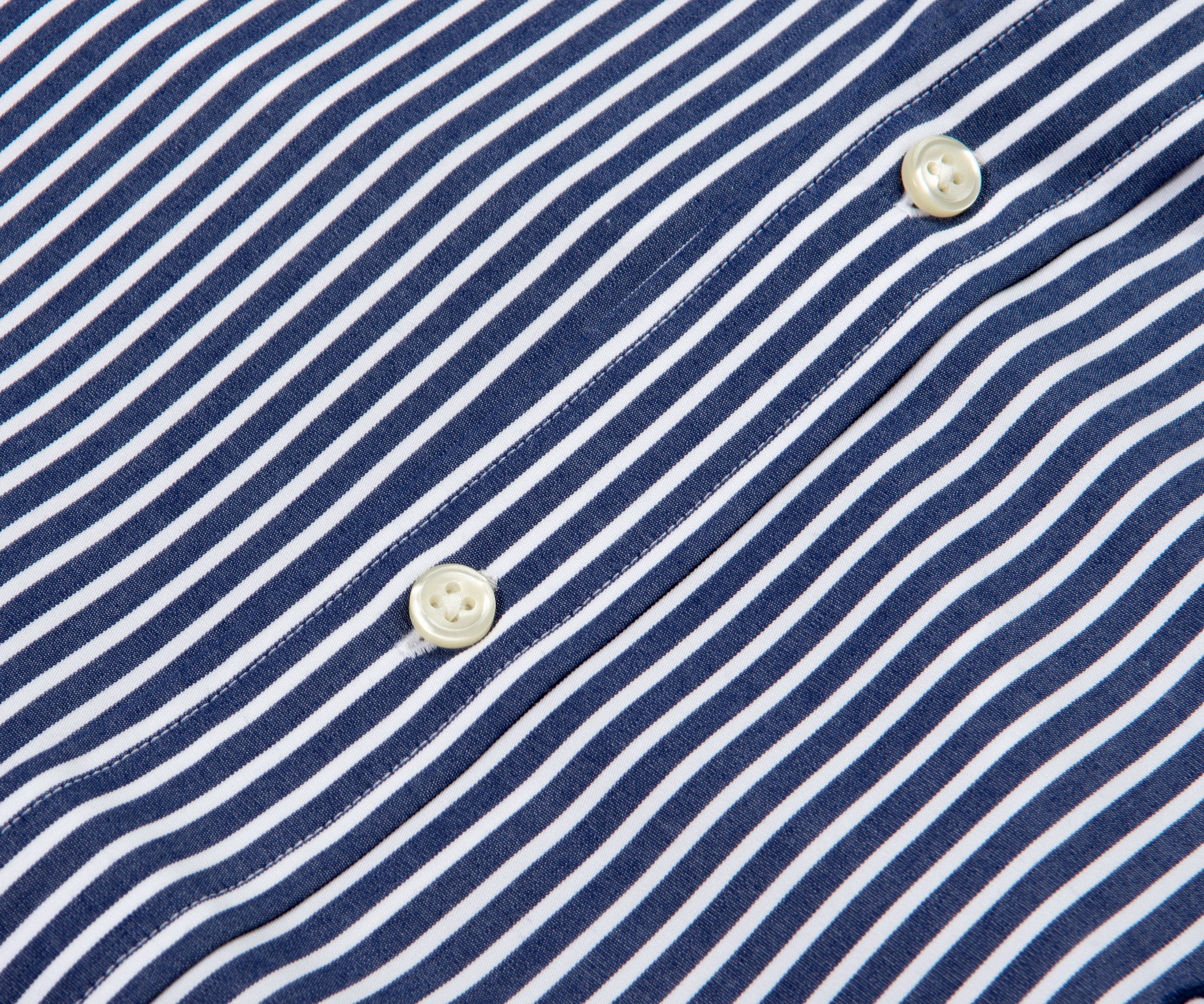 Ralph Lauren Custom Fit Stripe Stretch poplin Shirt Navy/White - Image 4
