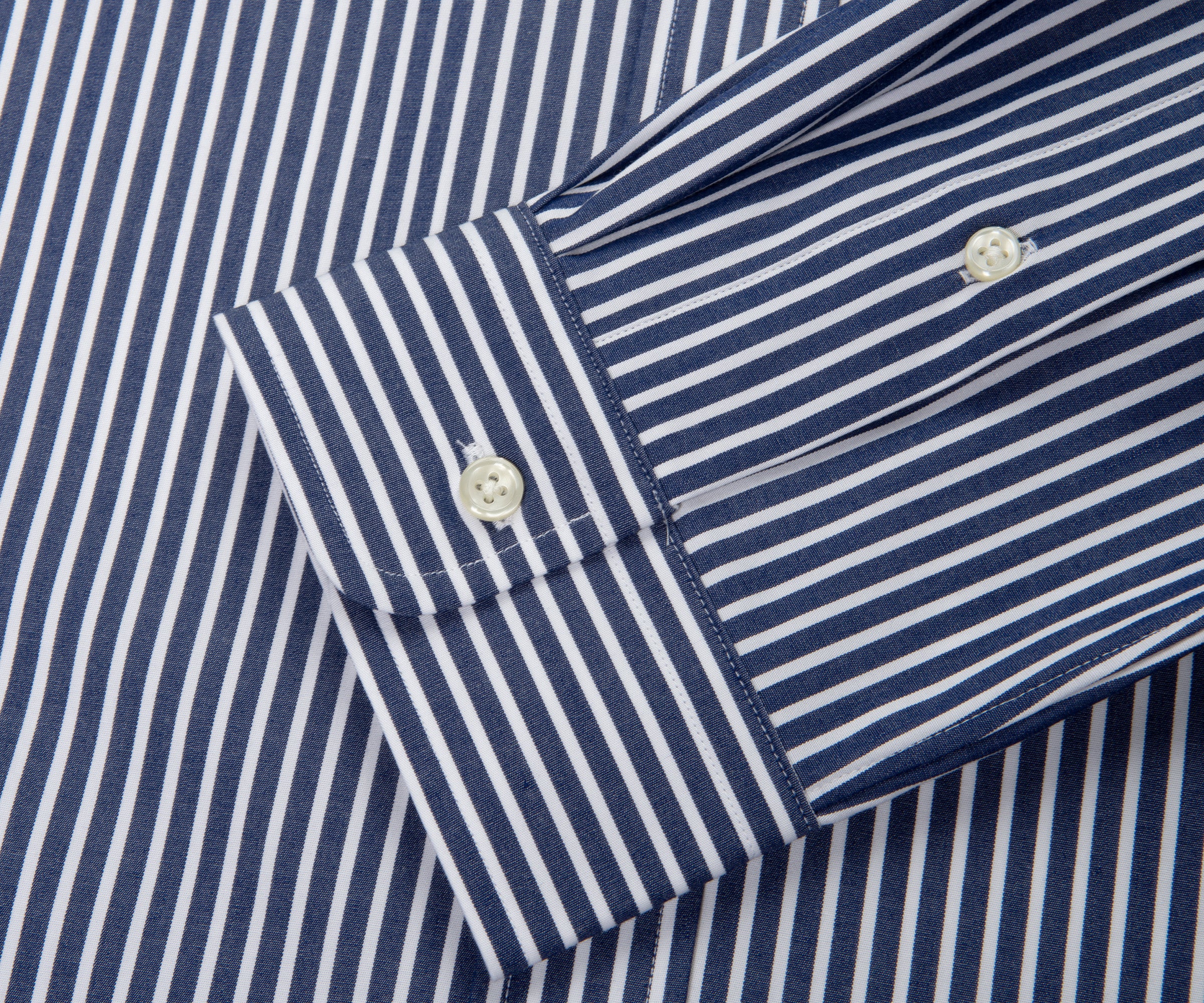 Ralph Lauren Custom Fit Stripe Stretch poplin Shirt Navy/White - Image 5