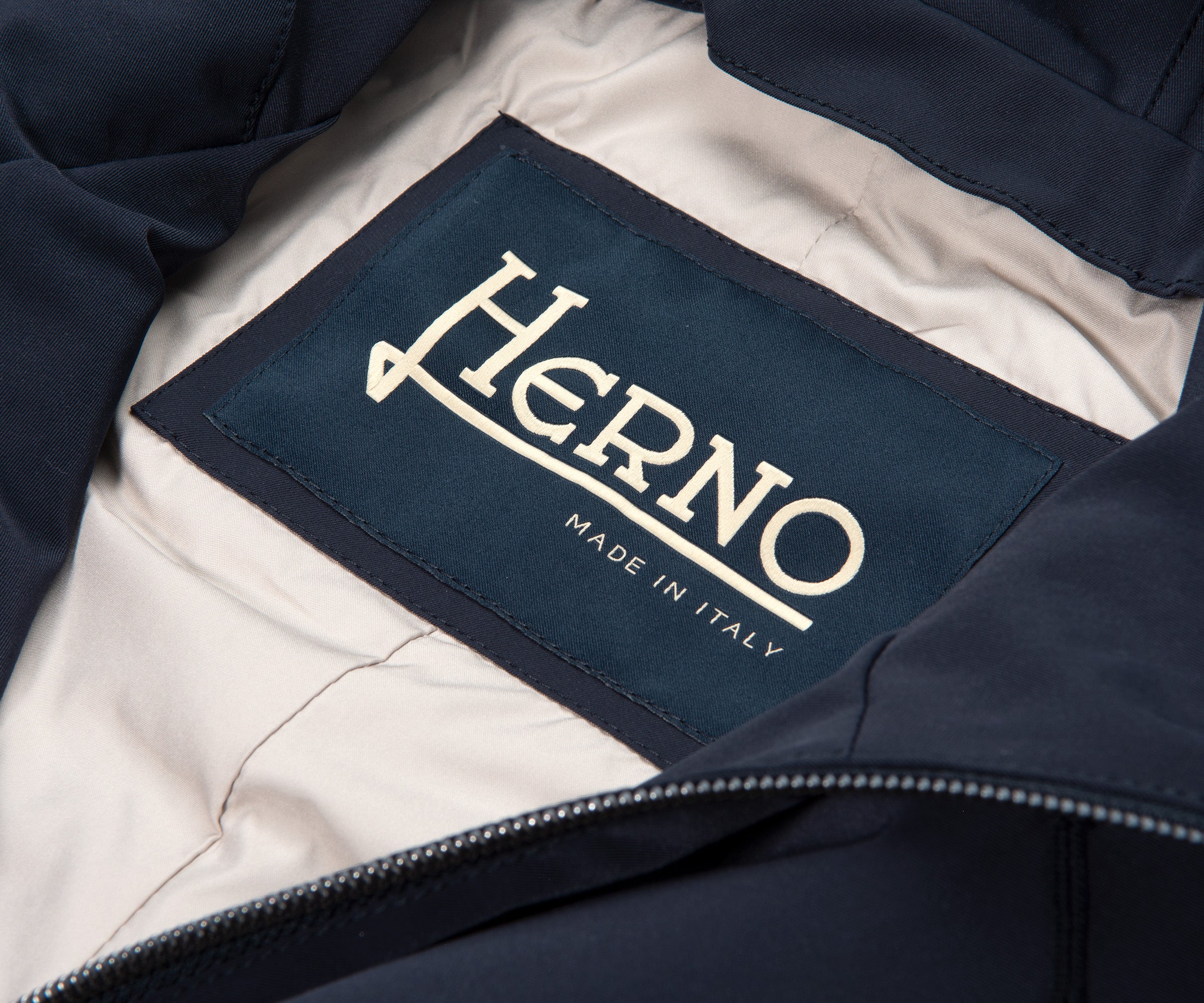 Herno Hooded Trench Coat Navy - Image 3