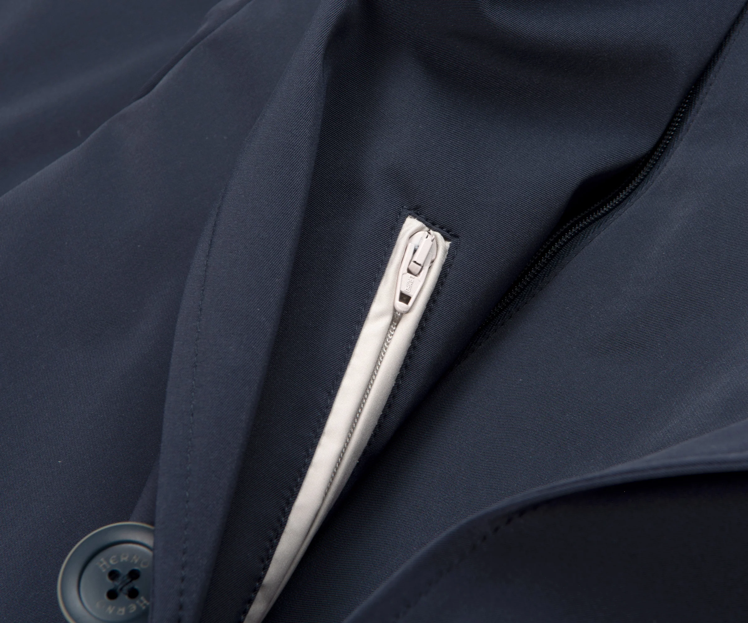 Herno Hooded Trench Coat Navy - Image 5