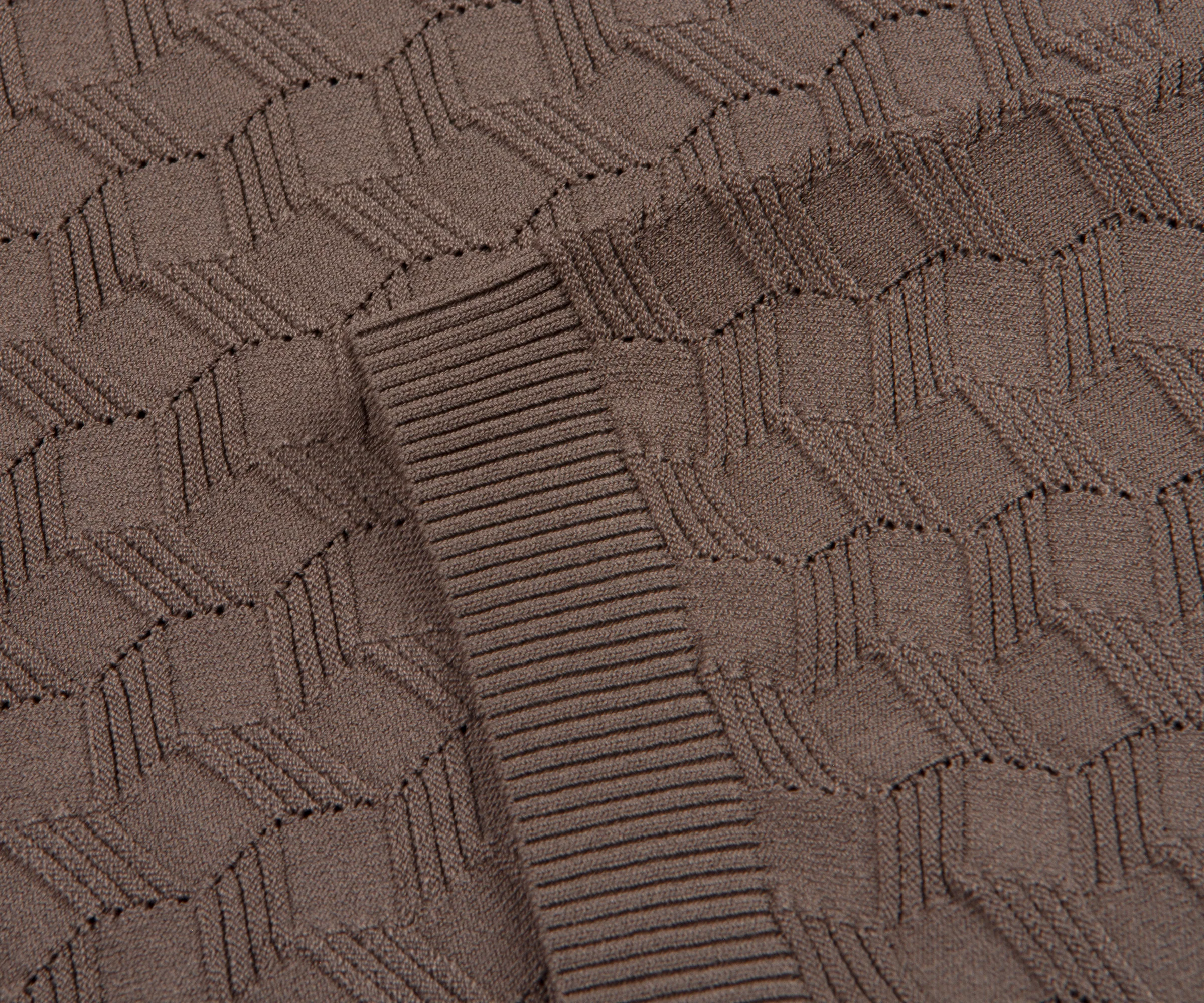Emporio Armani Textured Weave SS Polo Brown - Image 4