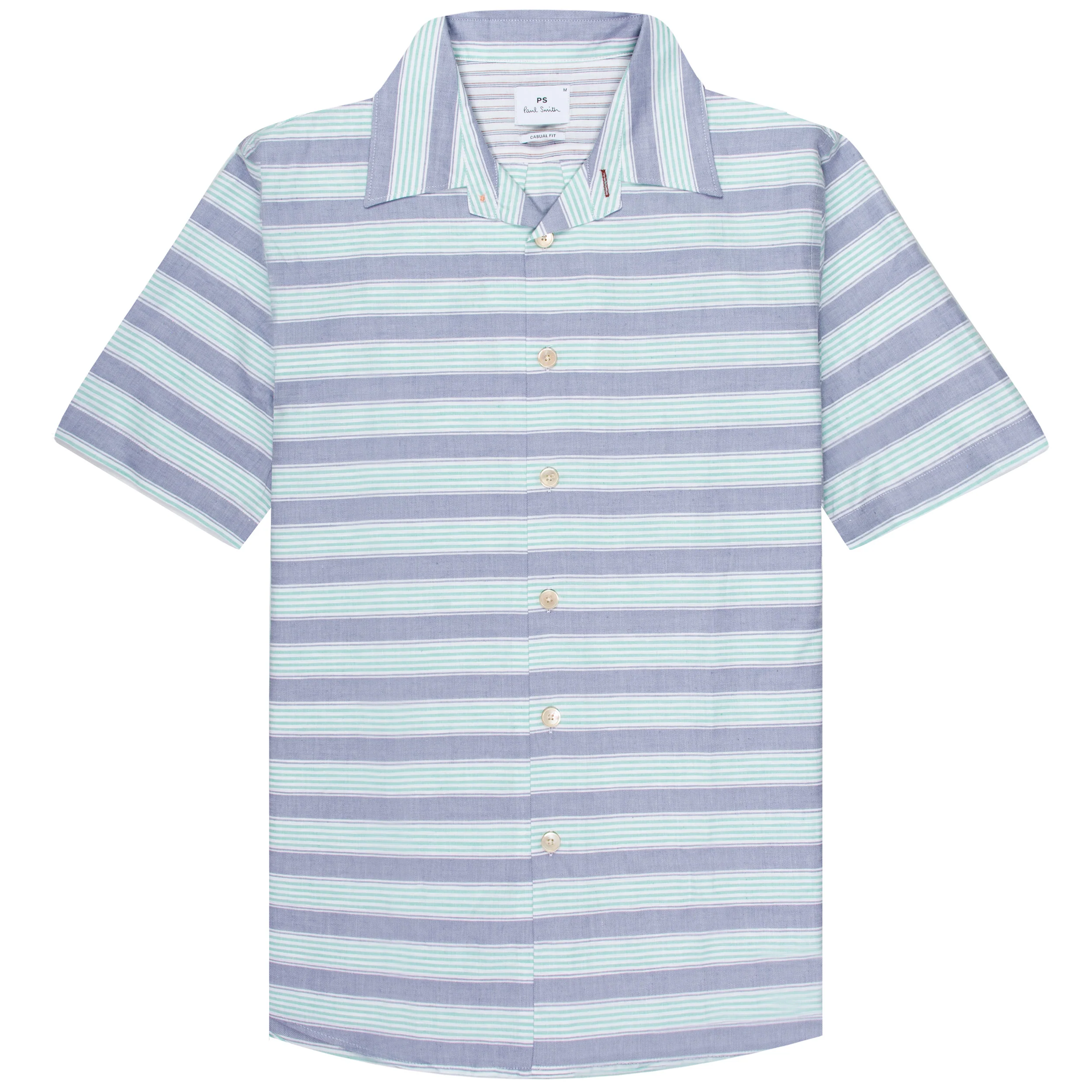 Paul Smith PS Striped SS Casual Shirt Turquoise/Purple/White