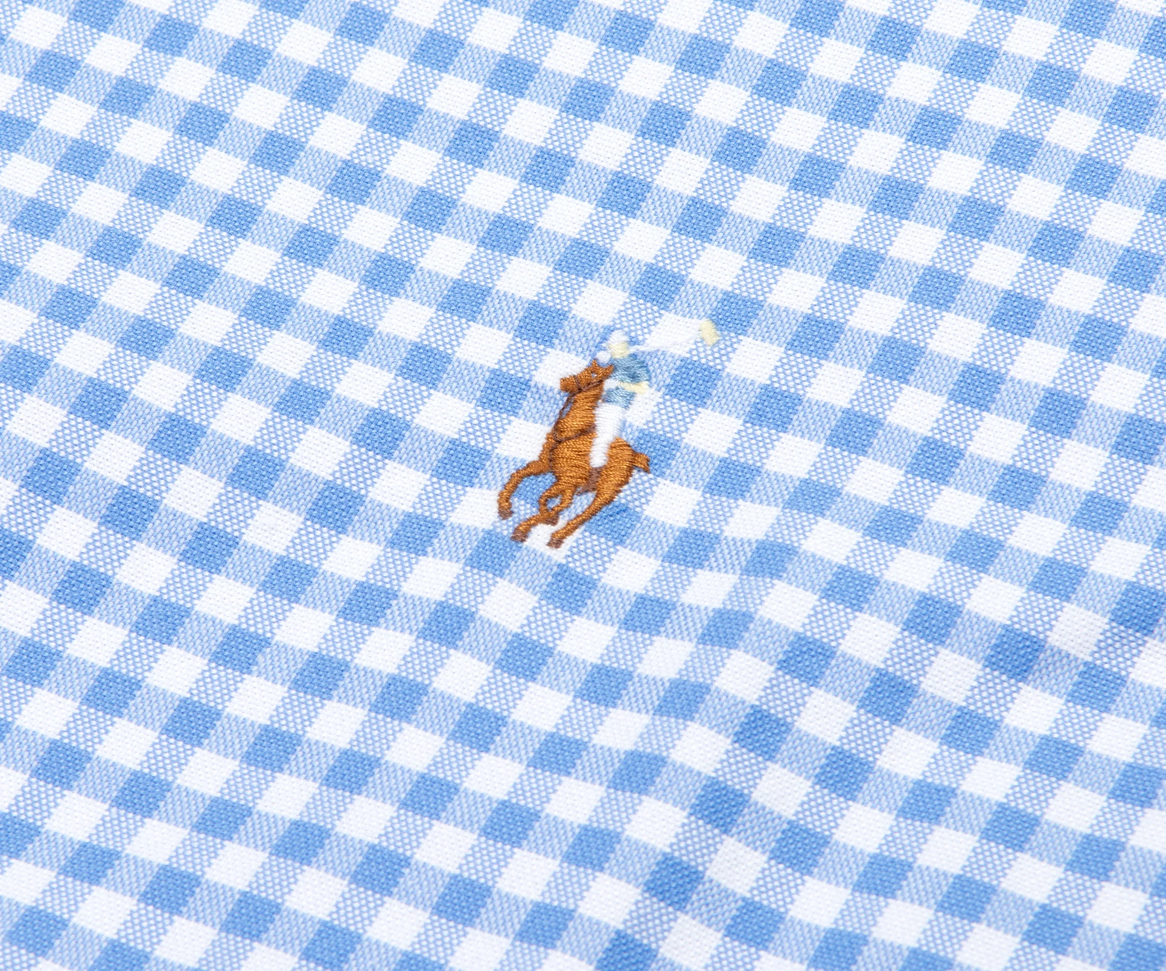 Ralph Lauren Checkered Custom Fit LS Shirt White/Blue - Image 3