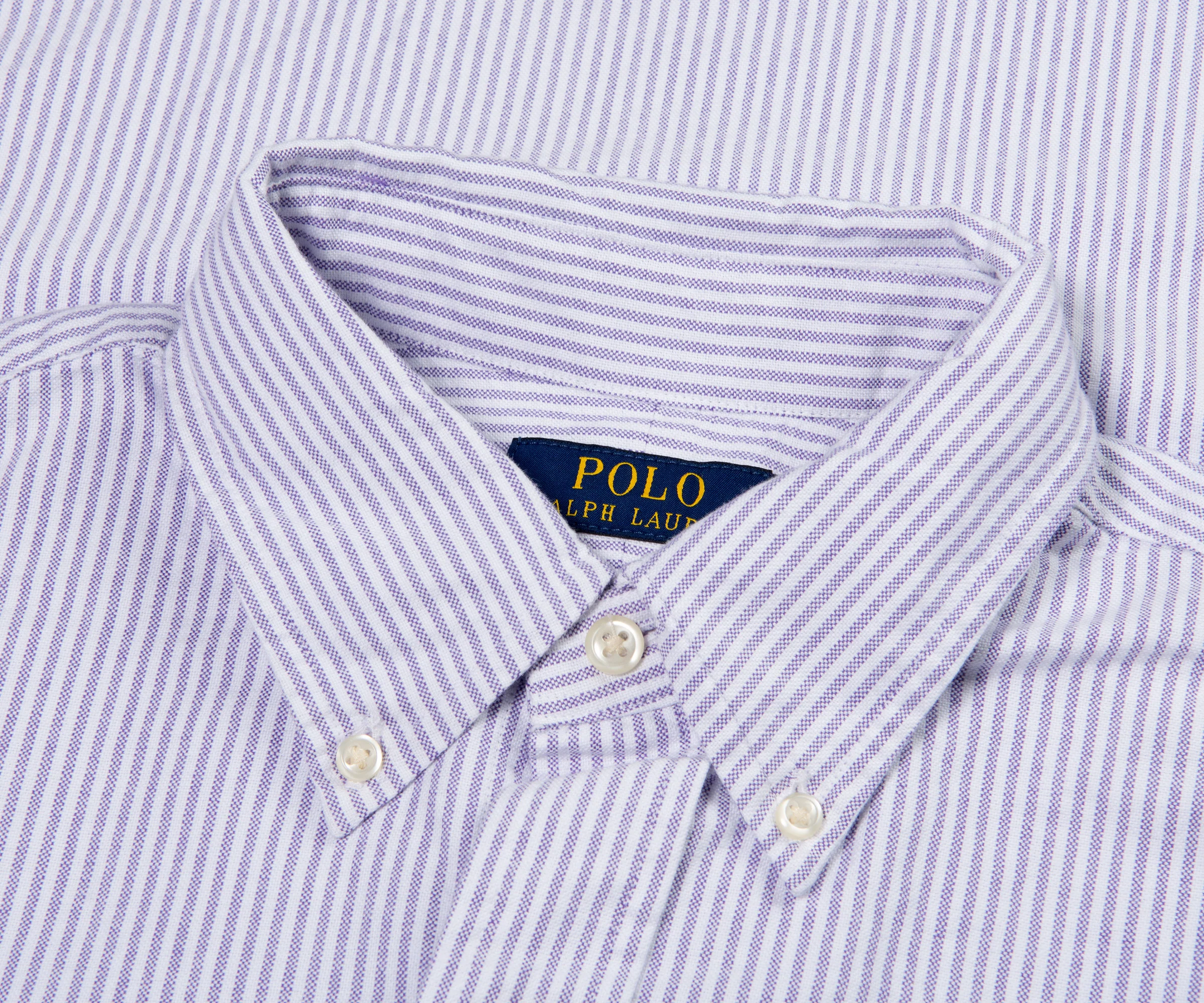 Ralph Lauren Striped Custom Fit LS Shirt Purple/White - Image 2