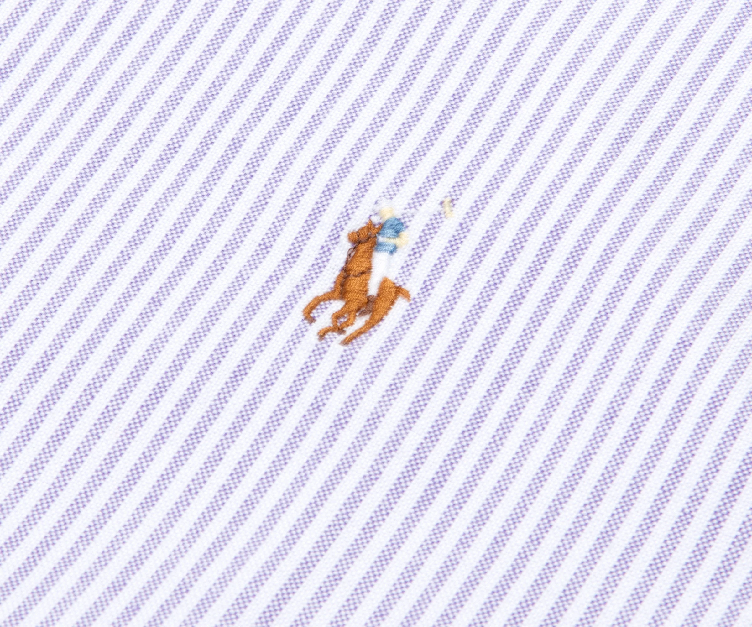 Ralph Lauren Striped Custom Fit LS Shirt Purple/White - Image 3