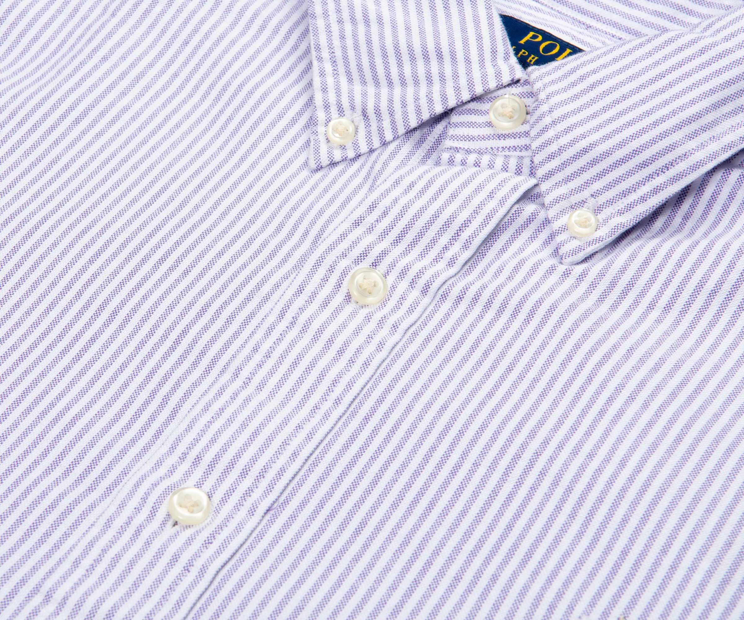 Ralph Lauren Striped Custom Fit LS Shirt Purple/White - Image 4