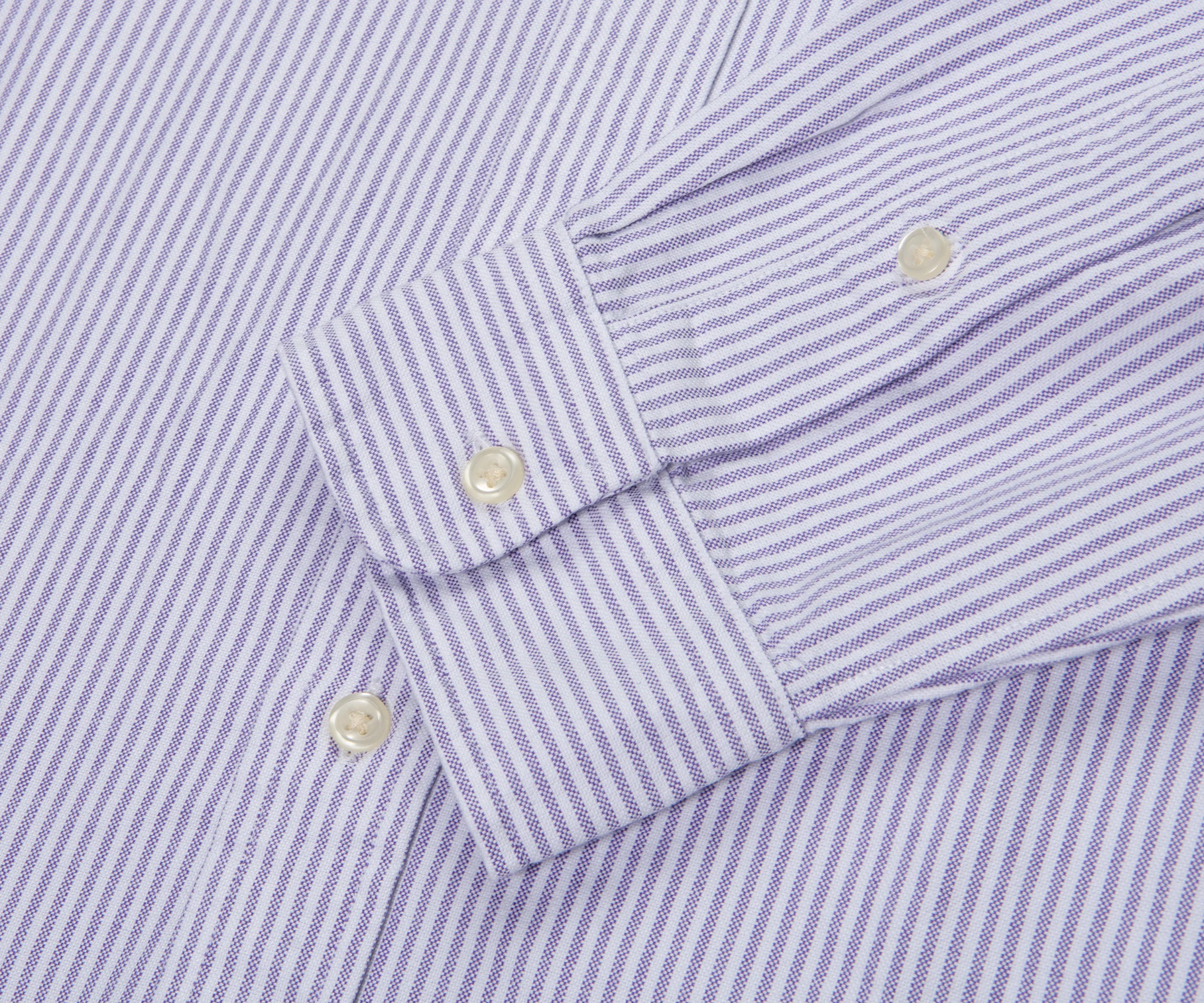 Ralph Lauren Striped Custom Fit LS Shirt Purple/White - Image 6