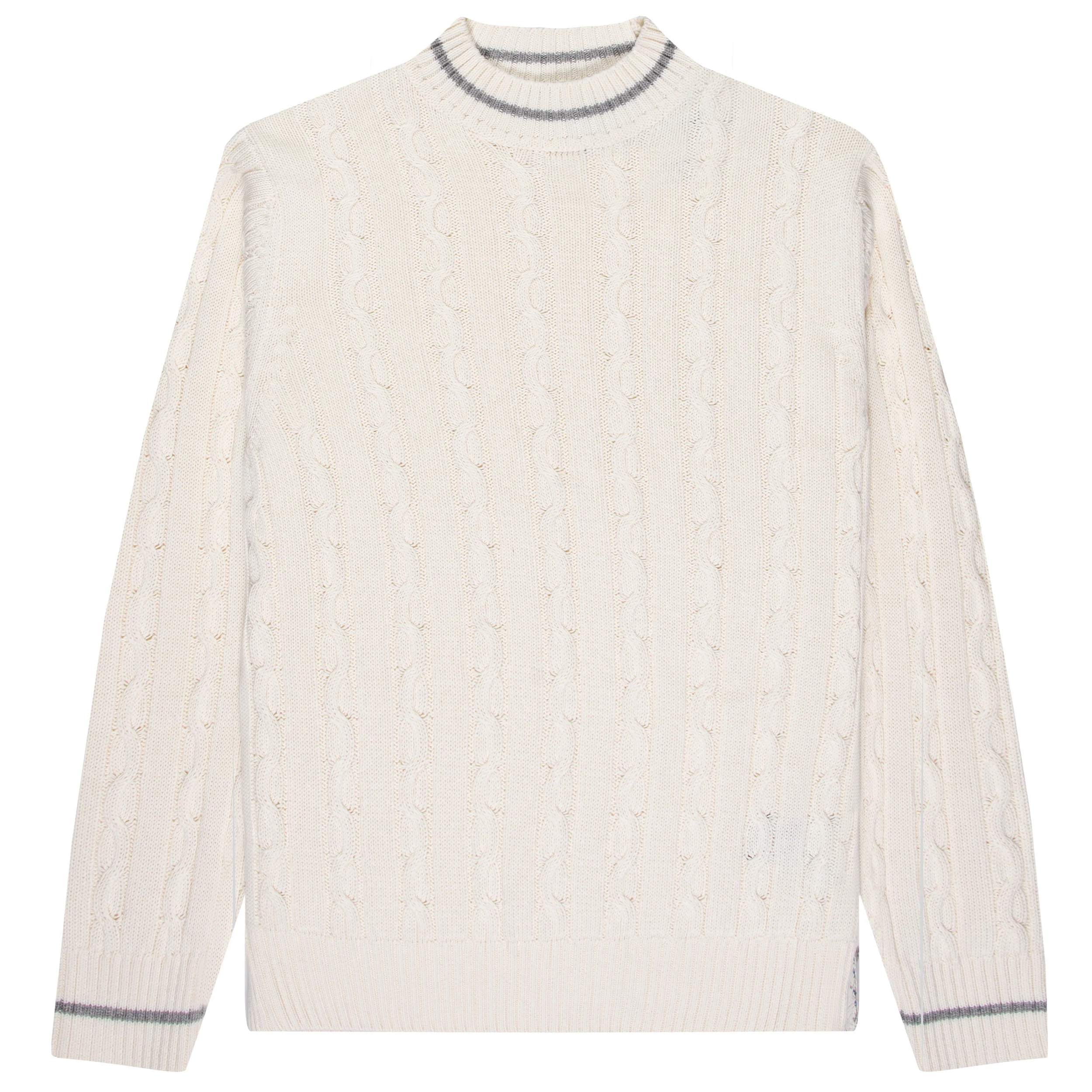 Paul & Shark Crew Neck Sweater In Cotton/Cashmere Off White/Grey