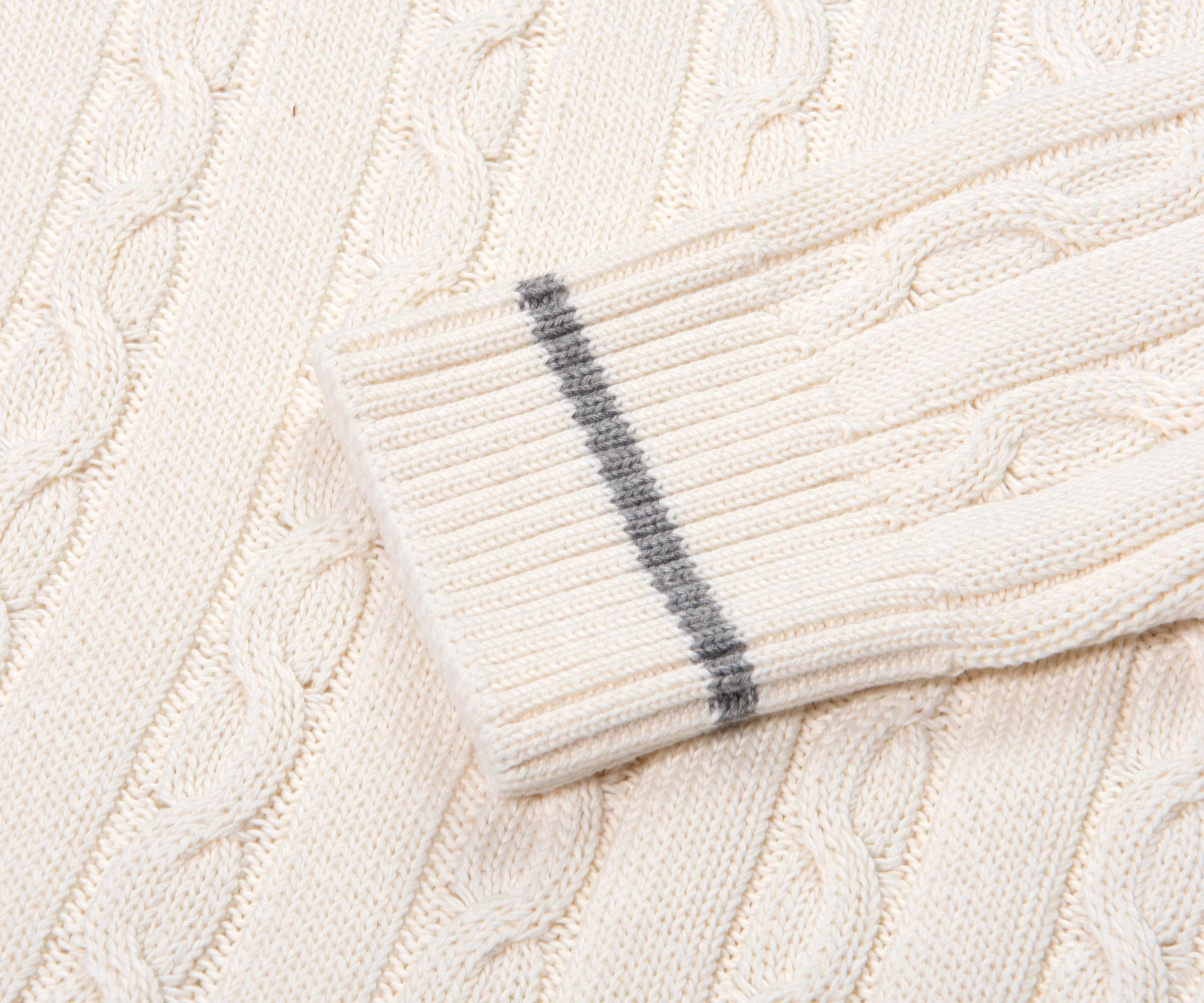 Paul & Shark Crew Neck Sweater In Cotton/Cashmere Off White/Grey - Image 3