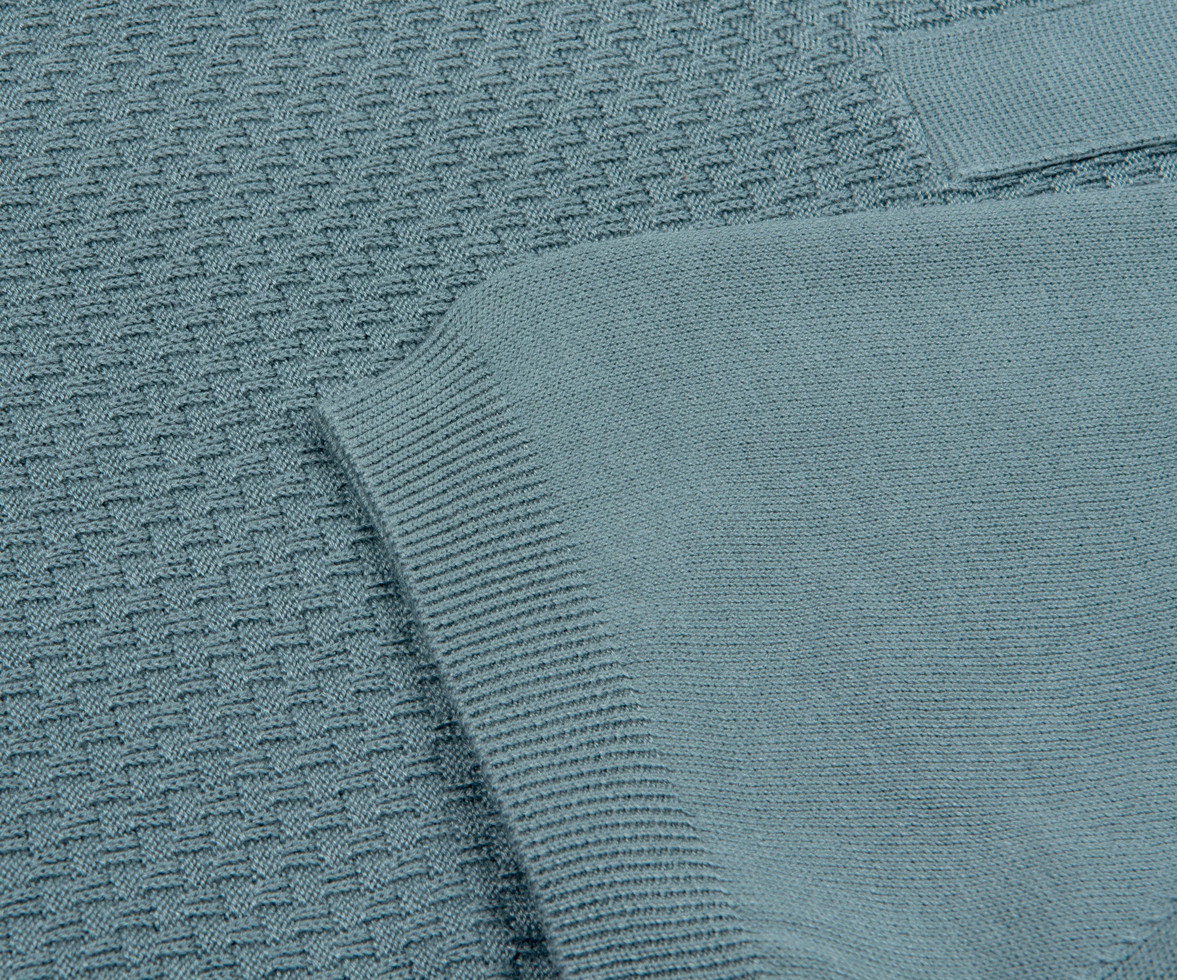 Canali Textured Knitted Polo Sky Blue - Image 4