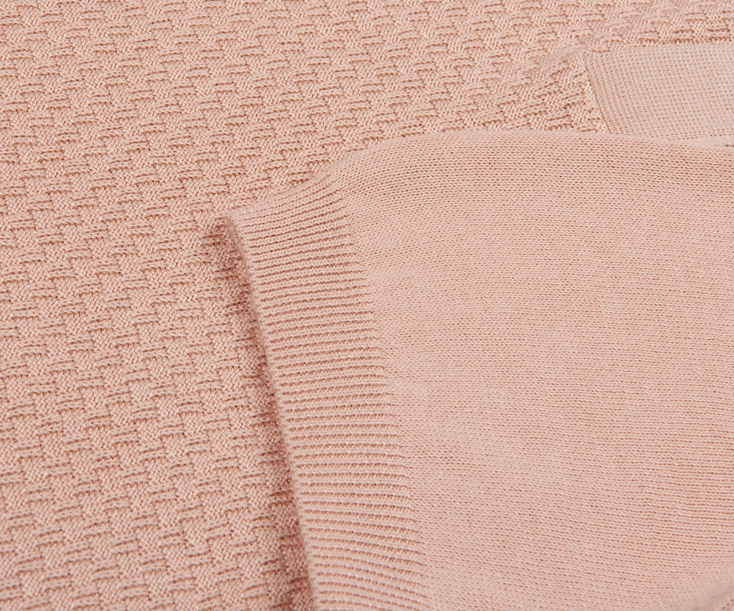 Canali Textured Knitted Polo Sky Pink - Image 3