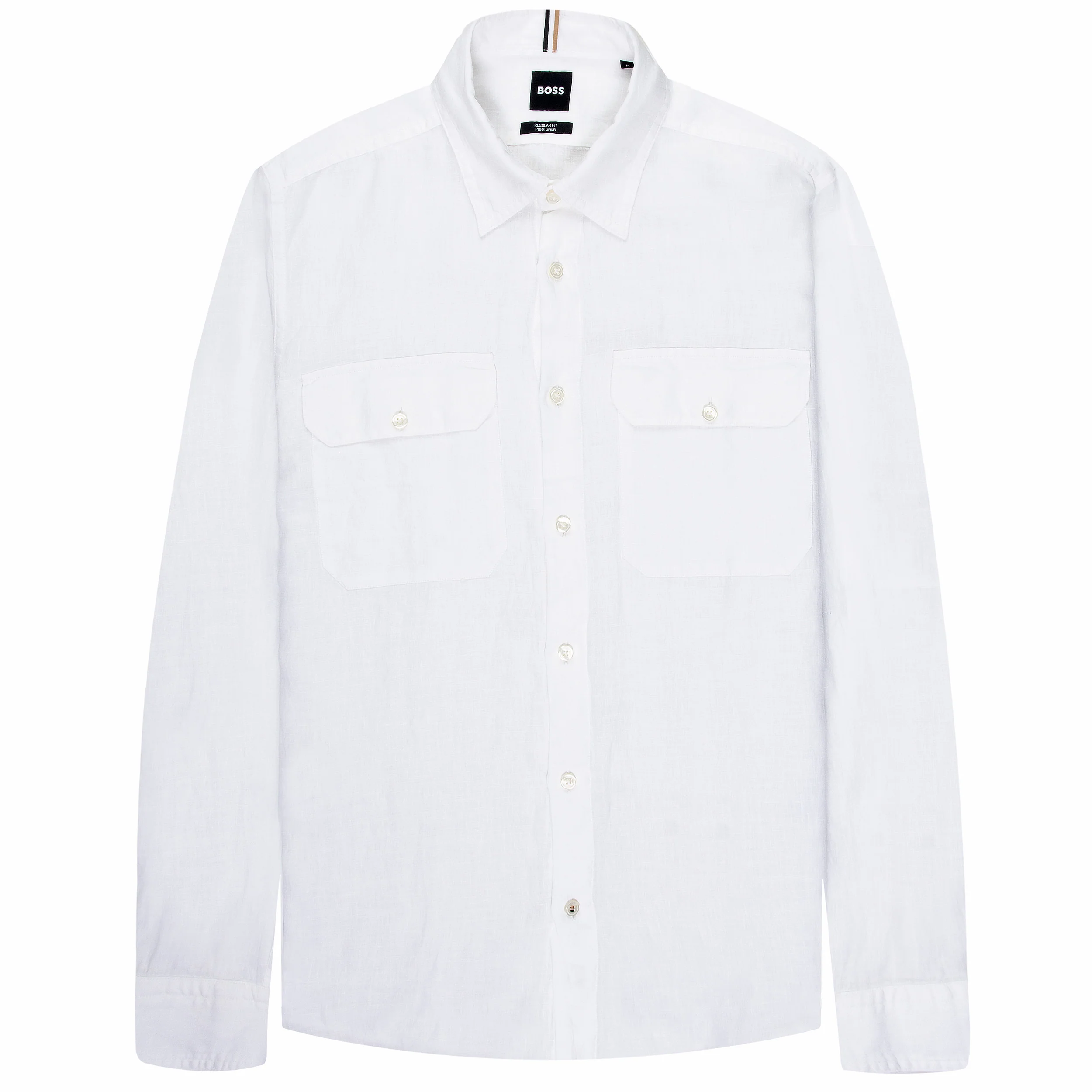 BOSS H-Liam Linen Double Pocket LS Shirt White