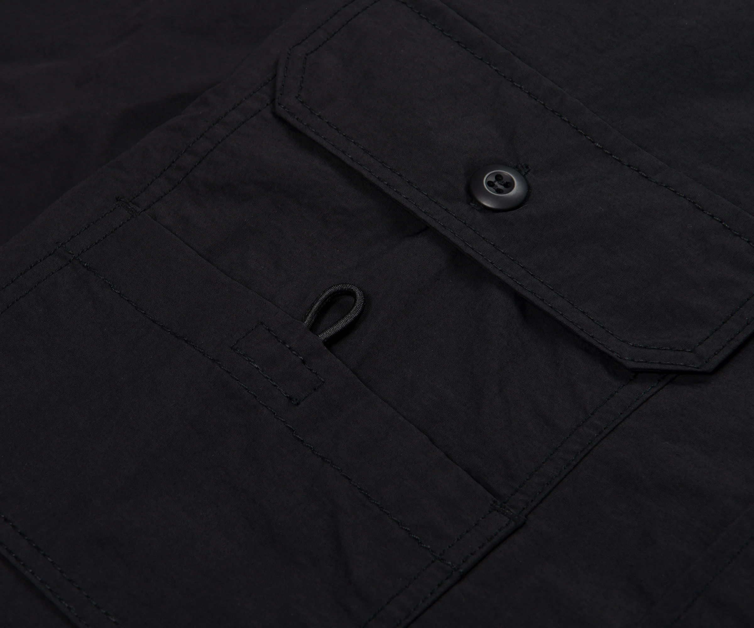 Comme Des Garcons Hem SS Logo Nylon Shirt Black - Image 3