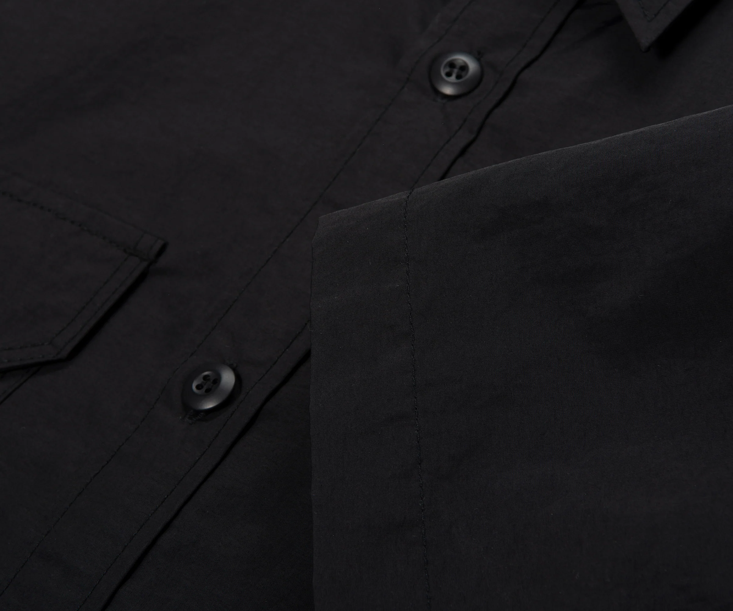 Comme Des Garcons Hem SS Logo Nylon Shirt Black - Image 4