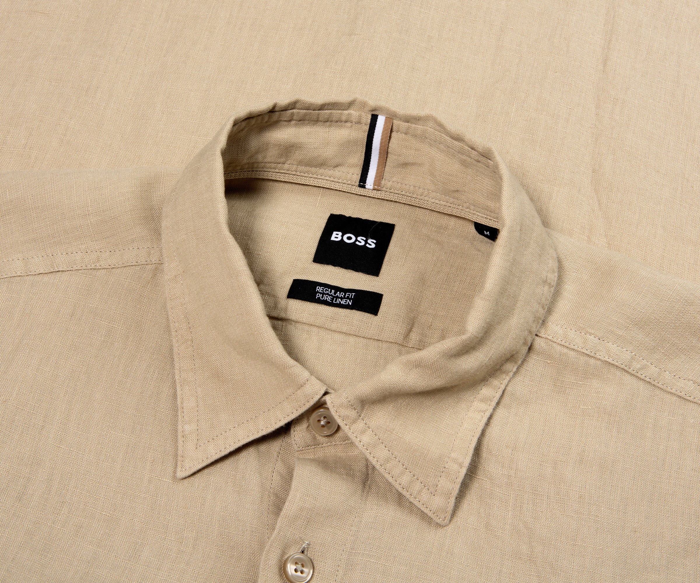 BOSS H-Liam Linen Double Pocket LS Shirt Beige - Image 2