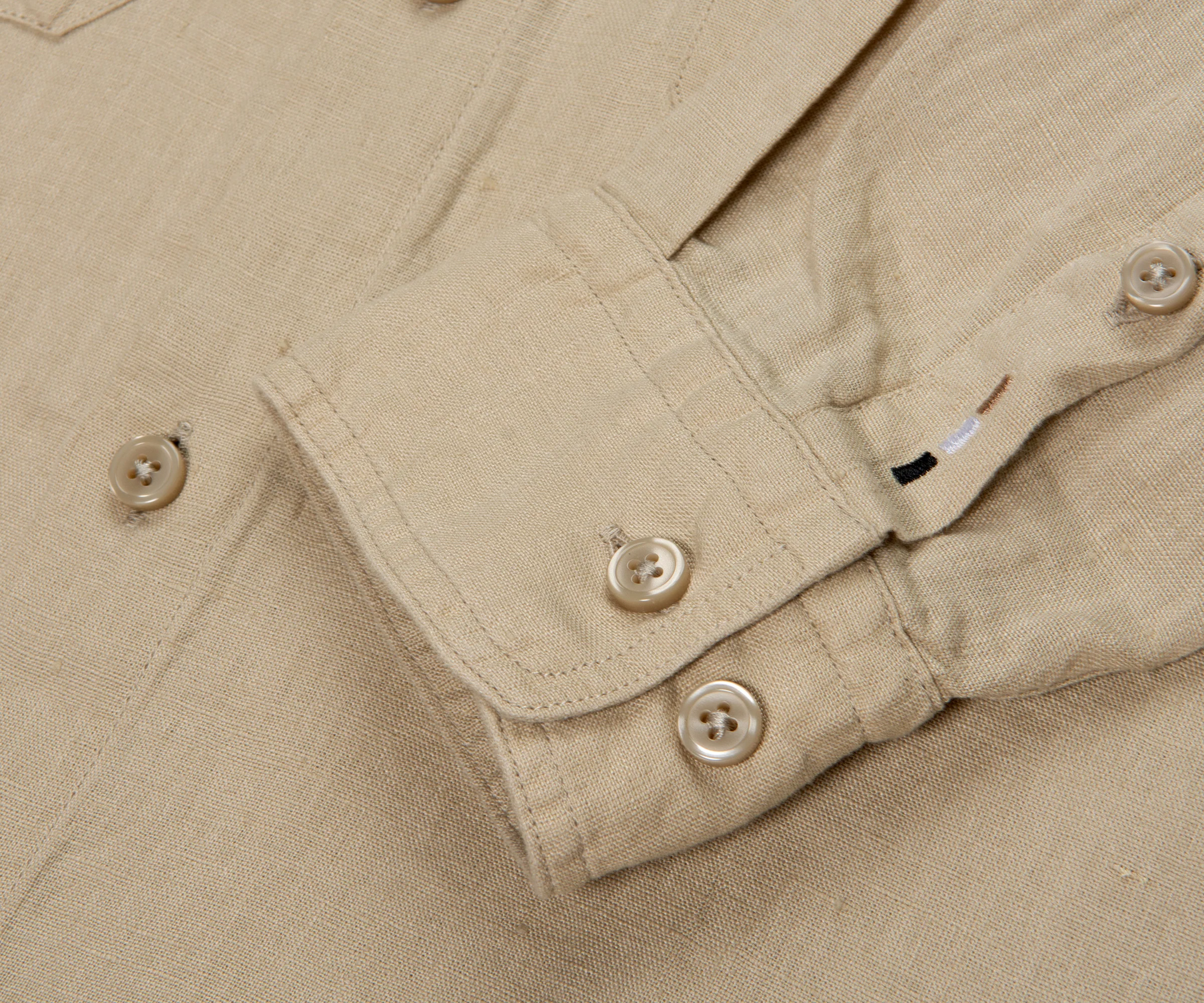 BOSS H-Liam Linen Double Pocket LS Shirt Beige - Image 5