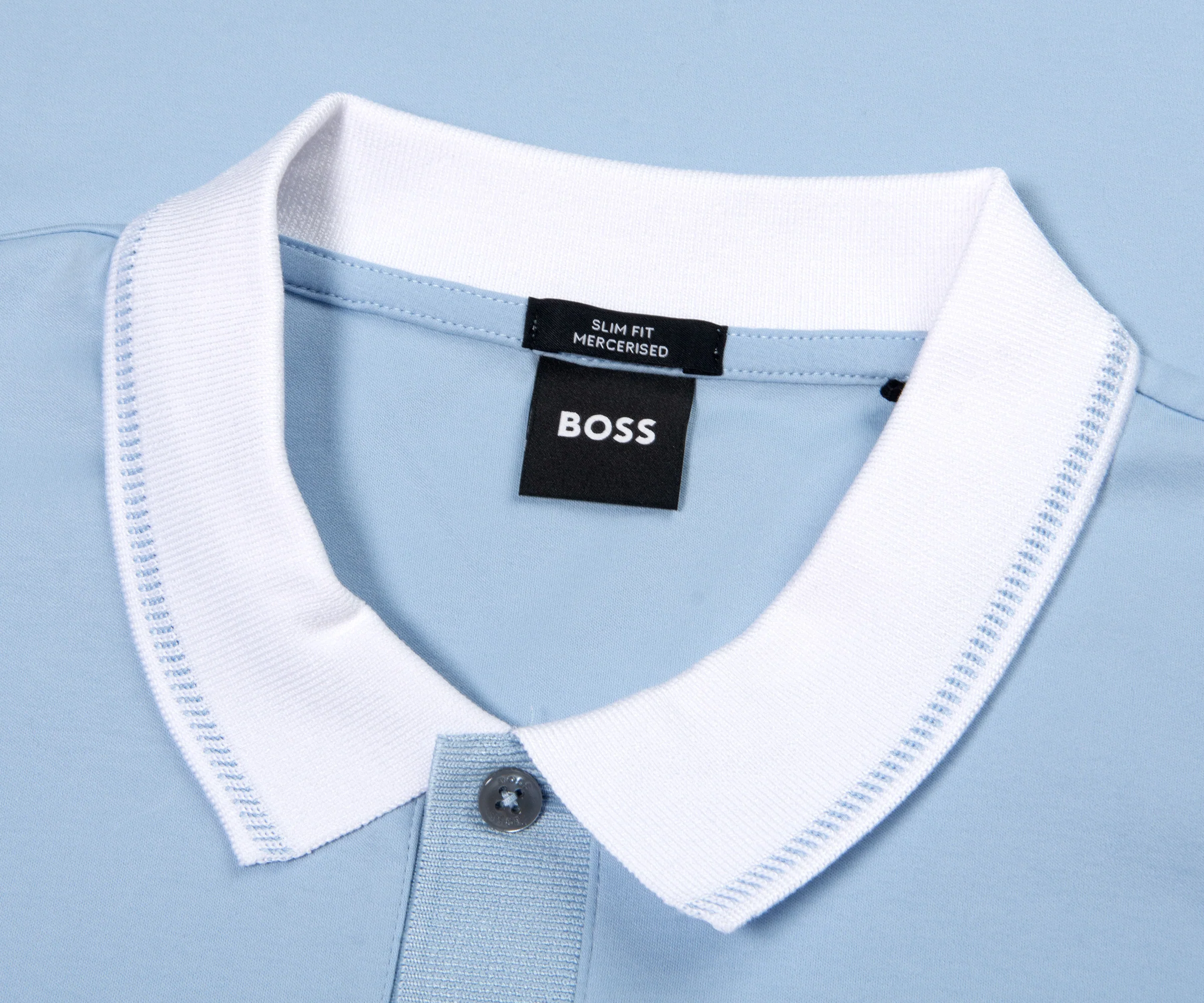 BOSS H-Phillipson Contrast Collar Polo Sky Blue - Image 2