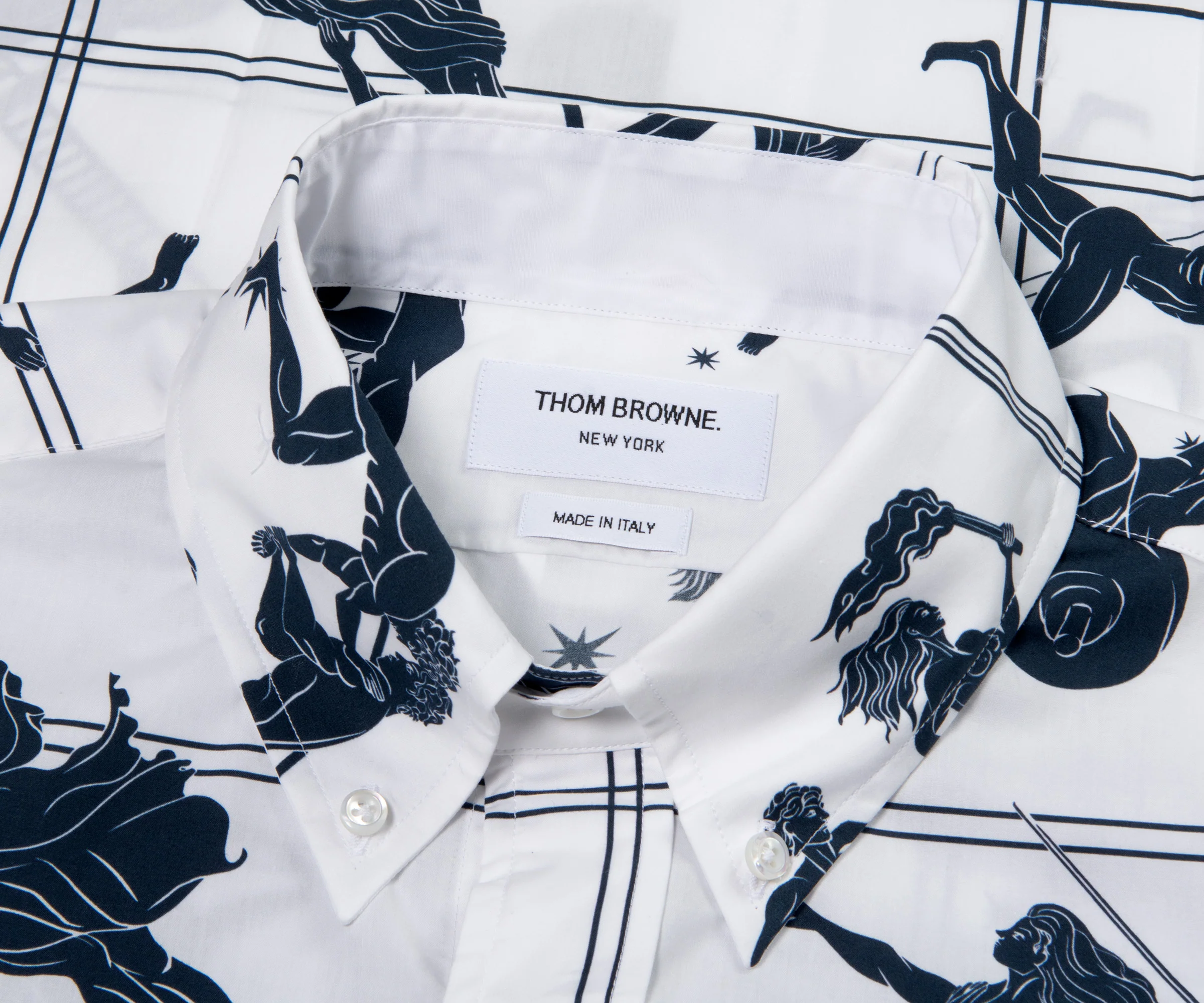Thom Browne Olympic Printed SS Shirt White/Navy - Image 2