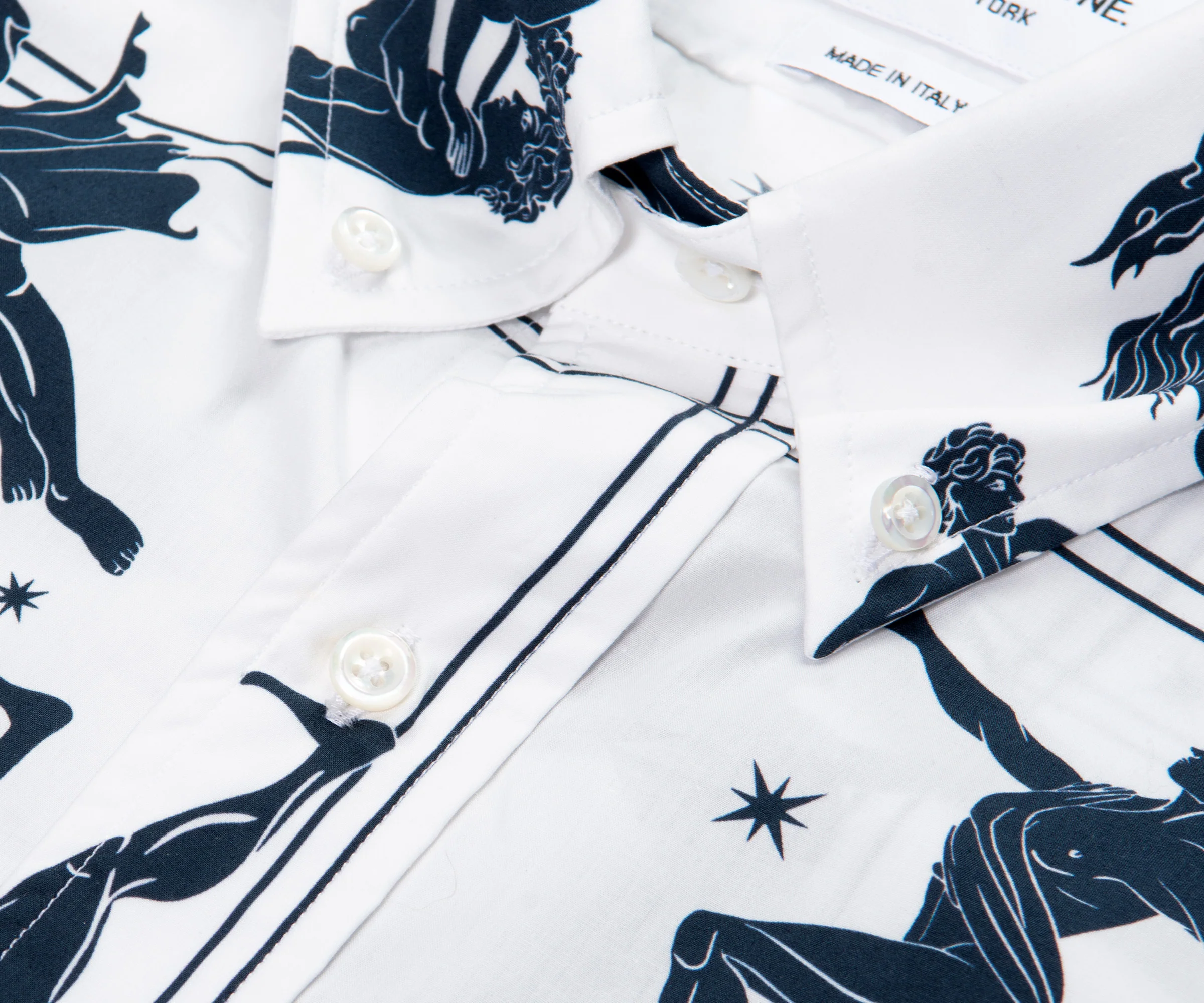 Thom Browne Olympic Printed SS Shirt White/Navy - Image 3