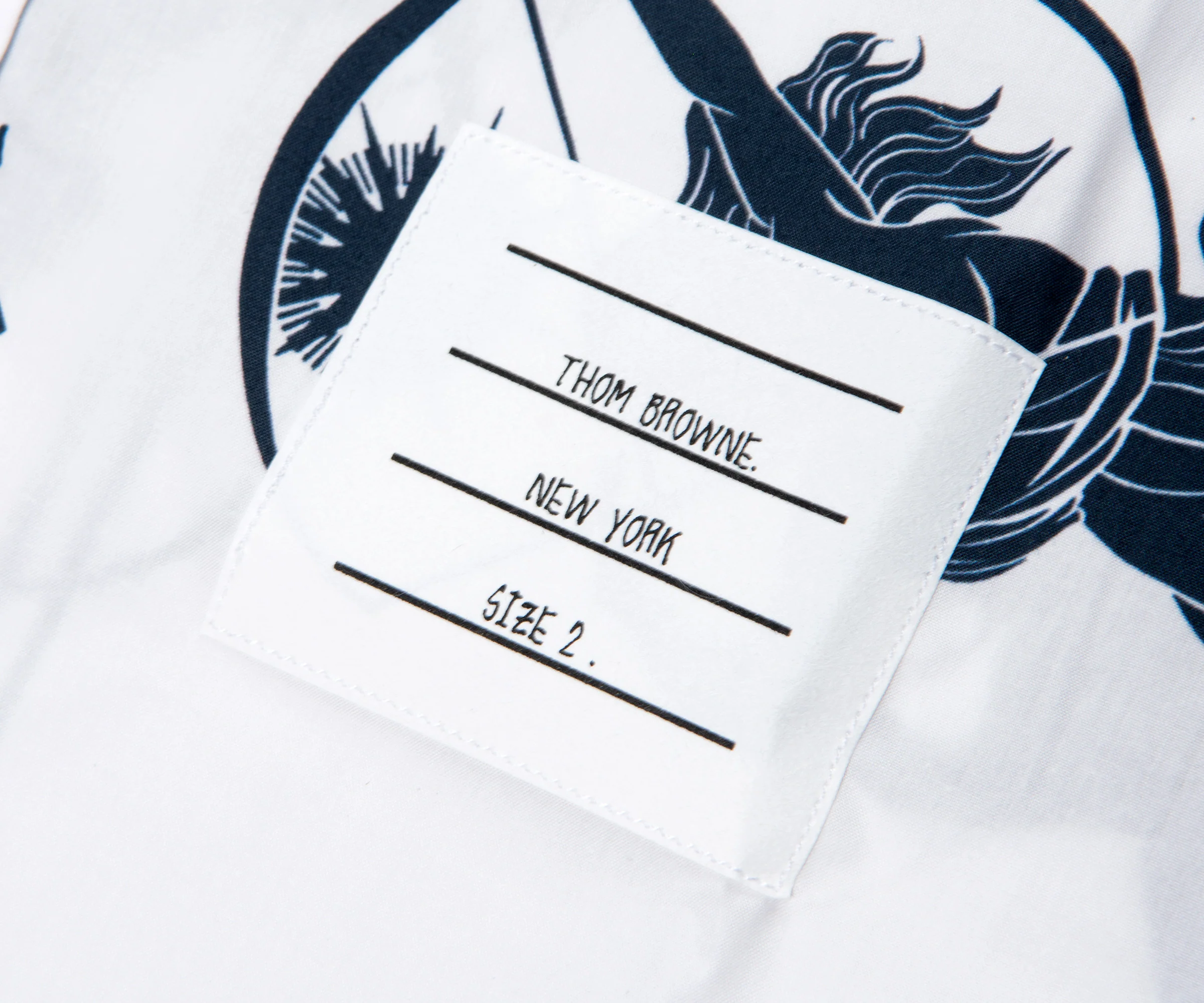 Thom Browne Olympic Printed SS Shirt White/Navy - Image 4