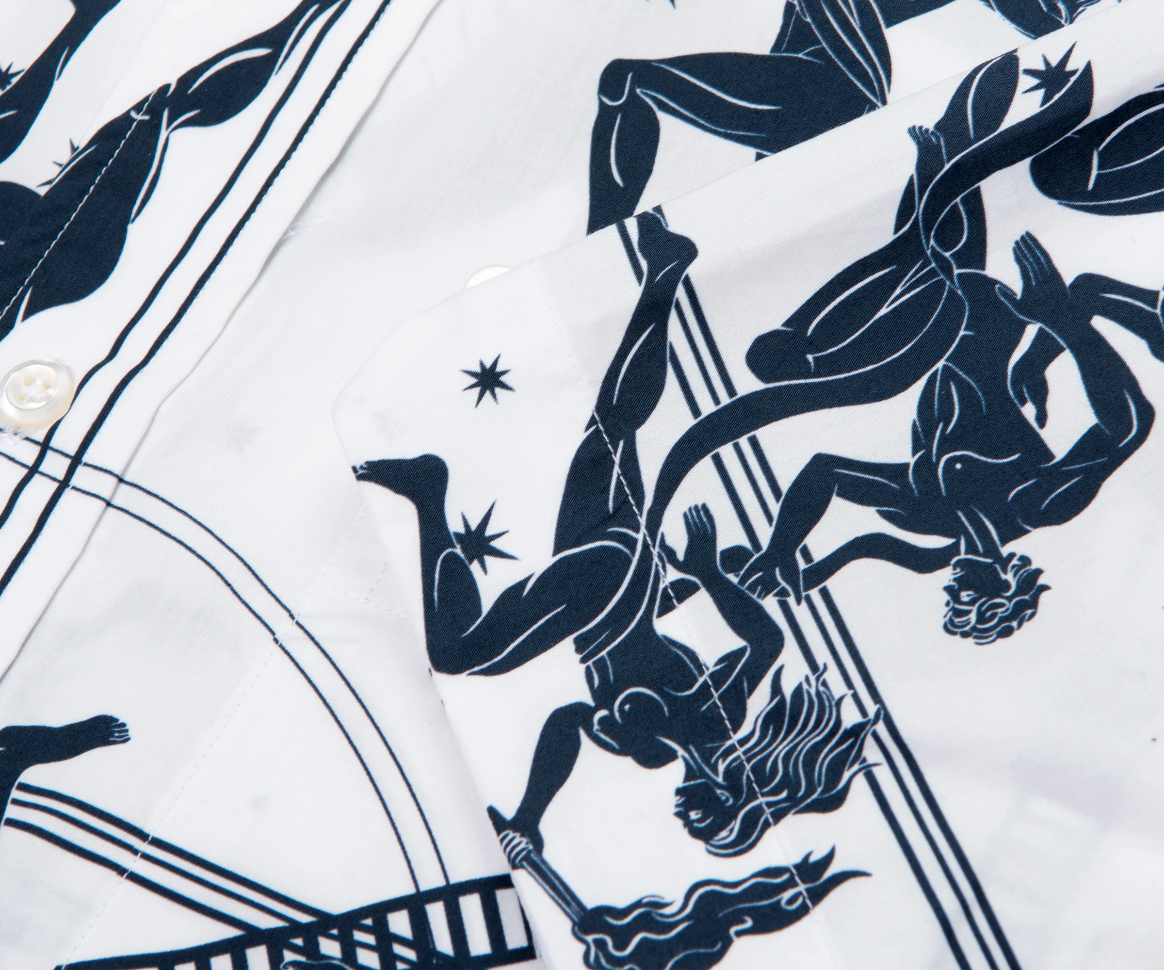 Thom Browne Olympic Printed SS Shirt White/Navy - Image 5