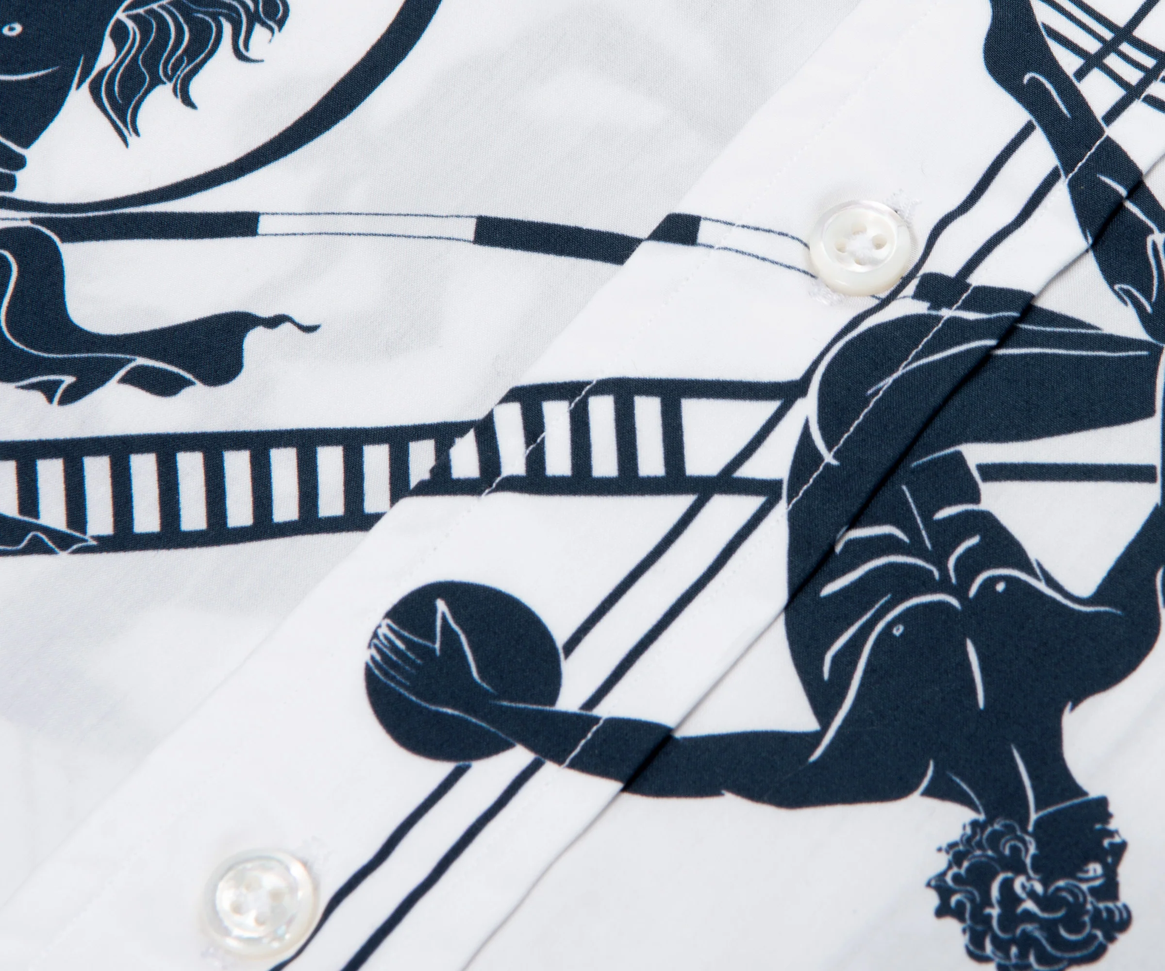 Thom Browne Olympic Printed SS Shirt White/Navy - Image 6
