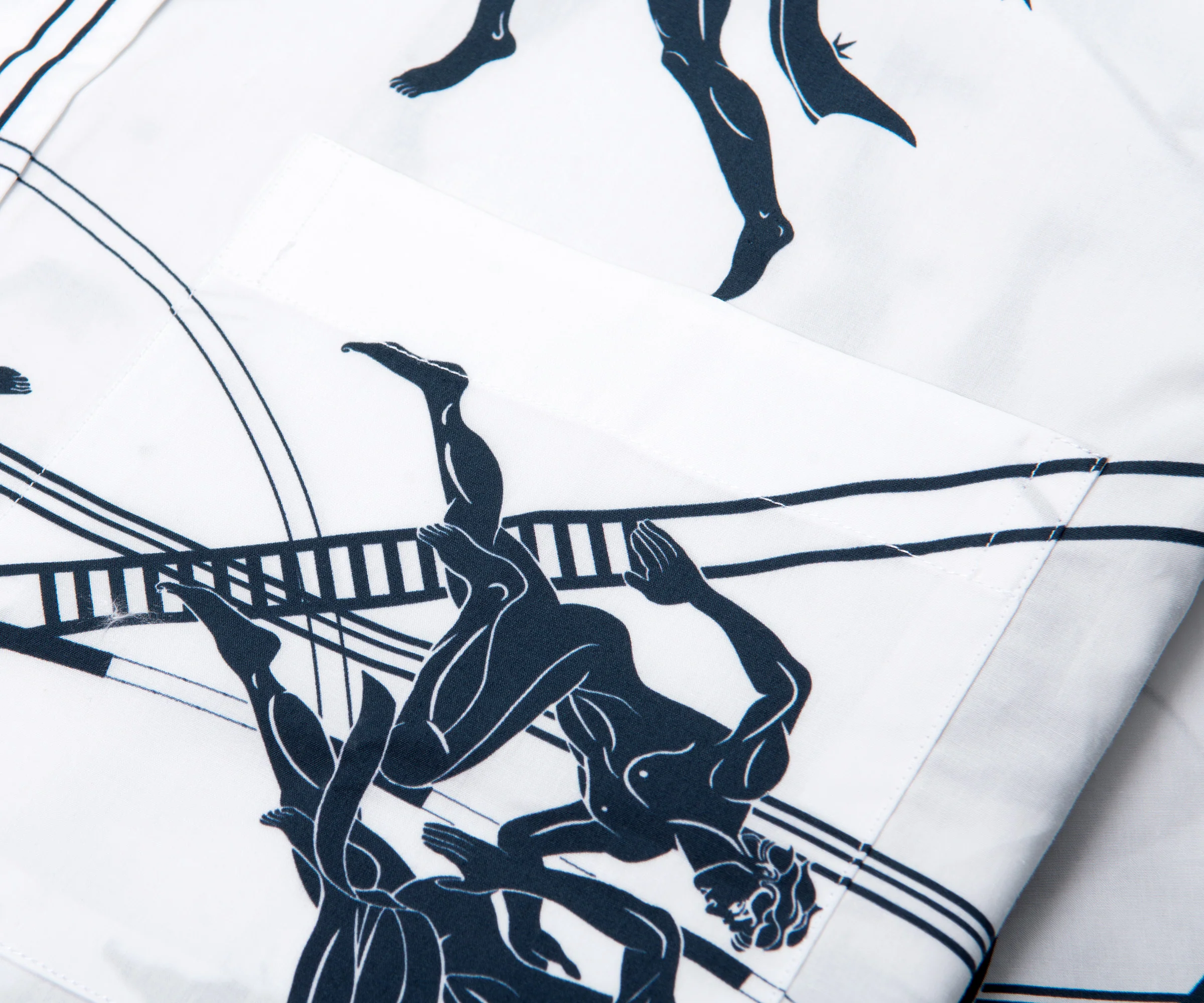 Thom Browne Olympic Printed SS Shirt White/Navy - Image 7