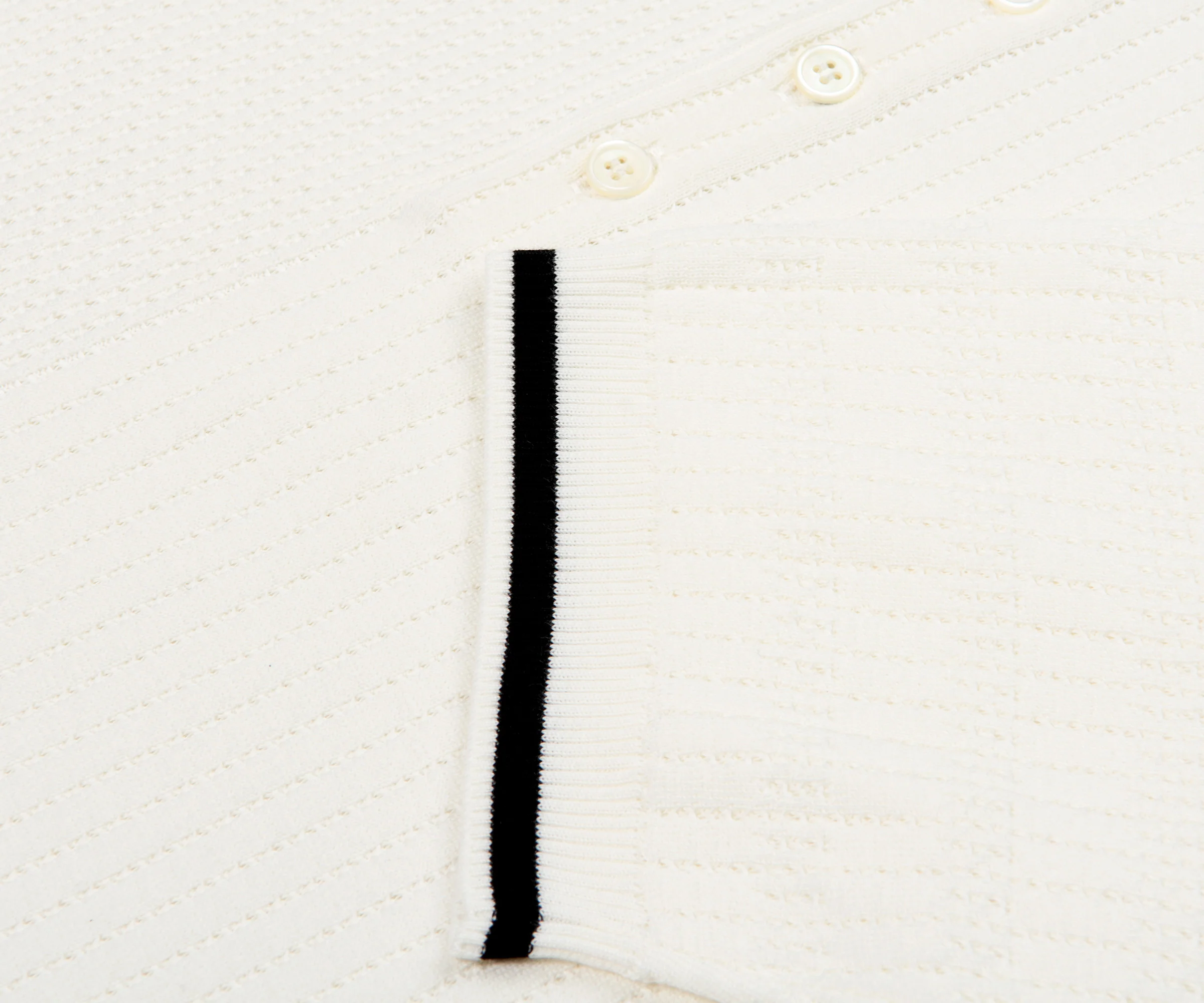 Thom Browne Half n Half Cotton 4-Bar Relaxed Fit Polo Off White - Image 4