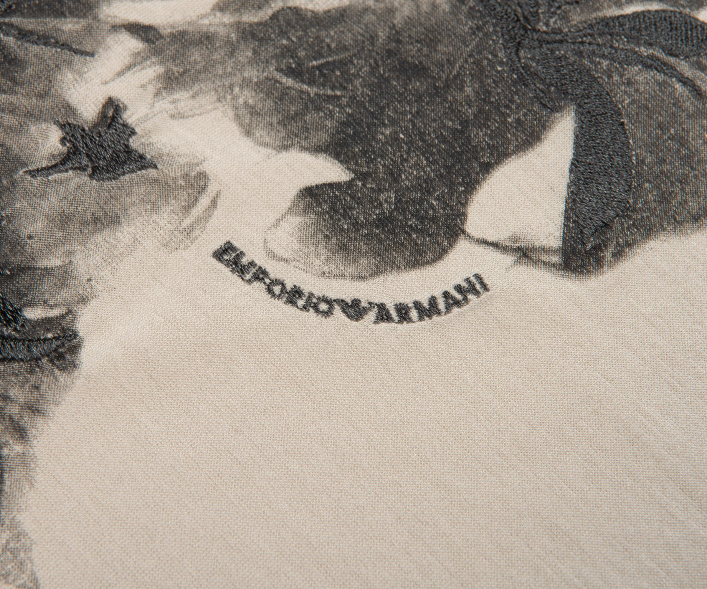 Emporio Armani Floral Printed T-Shirt Silver - Image 4
