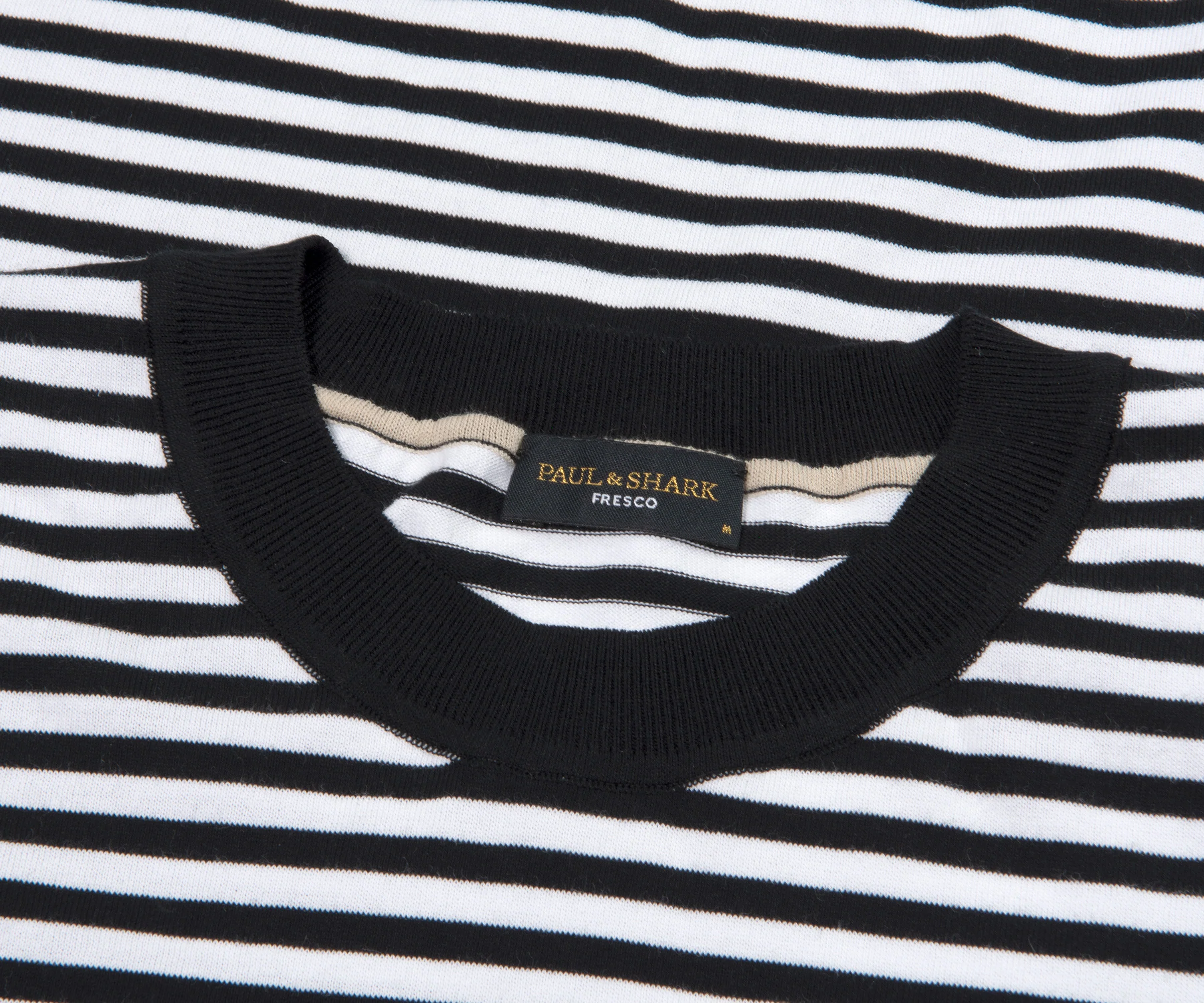Paul & Shark Fine Knit Stripe T-Shirt White/Black - Image 2