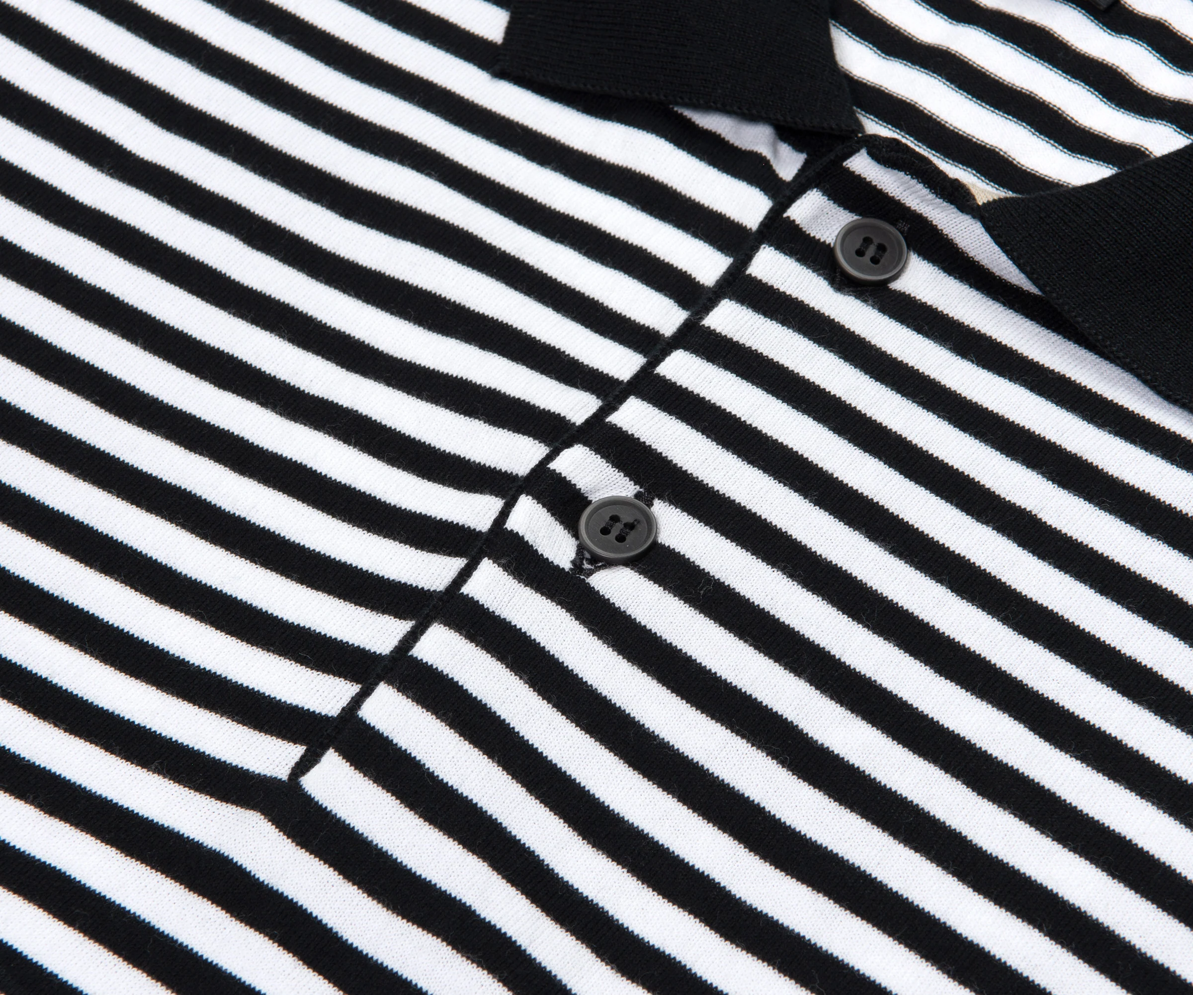 Paul & Shark Stripe Fine Knit Polo Black/White - Image 3