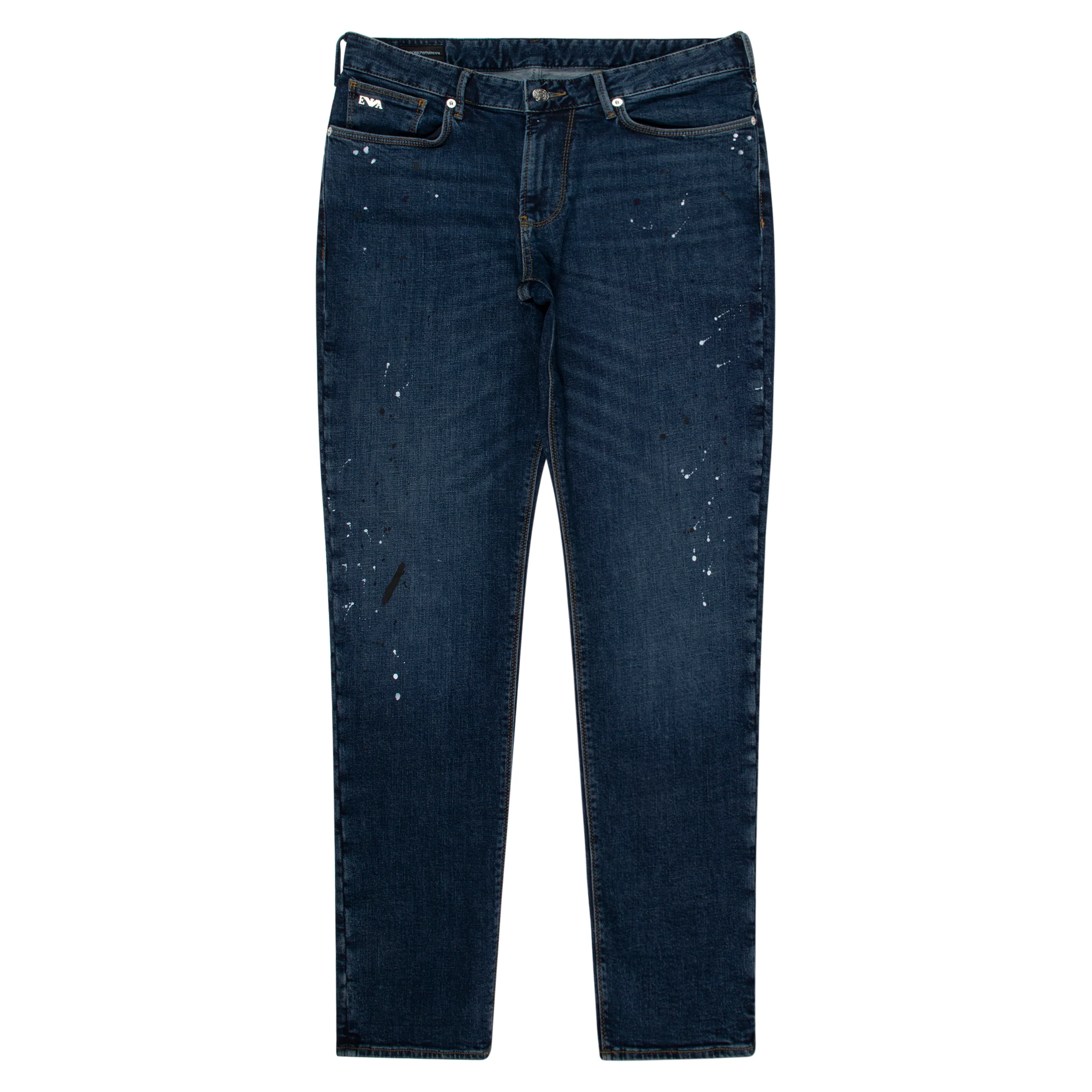 Emporio Armani J06 Paint Splattered Jeans Blue