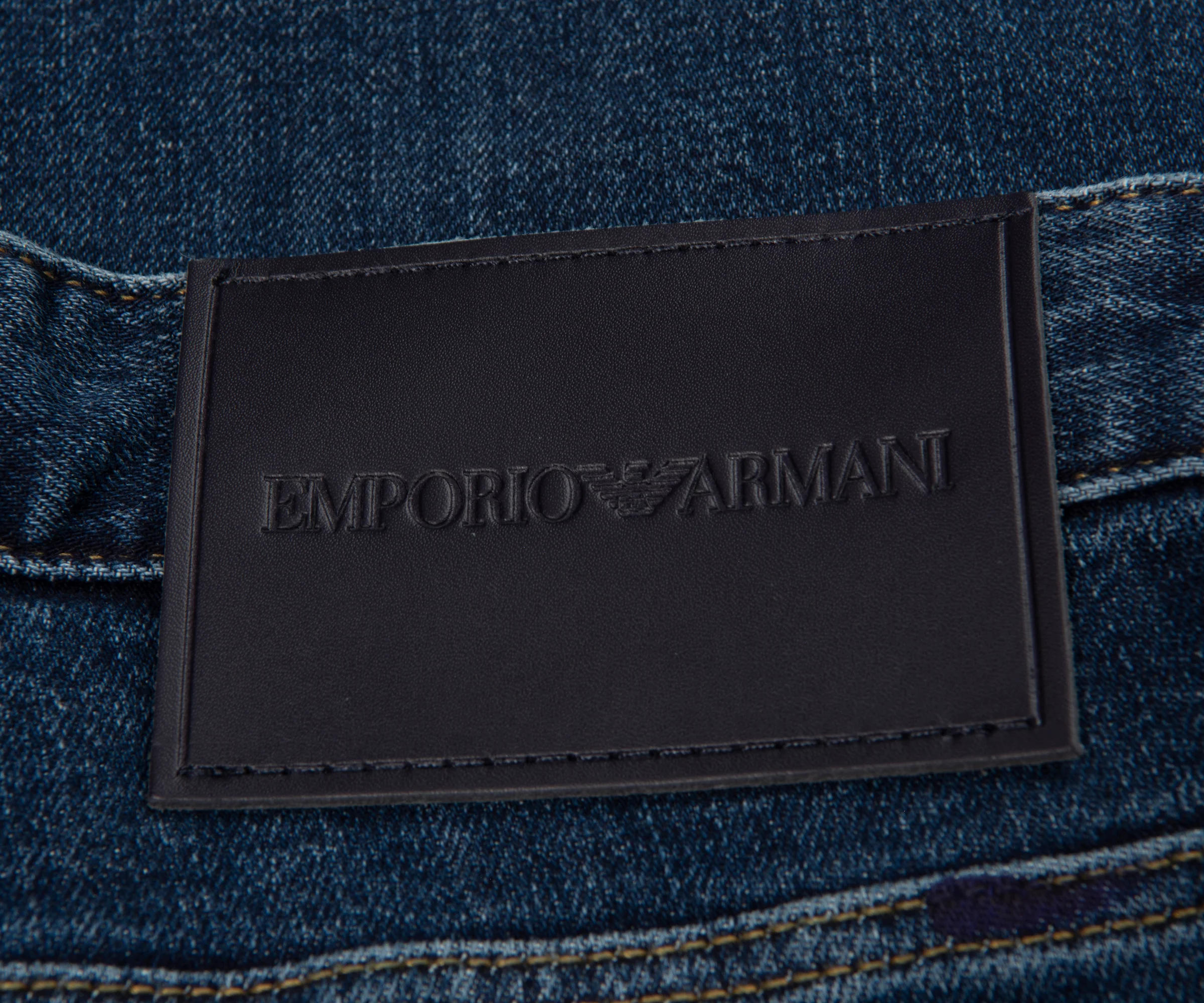 Emporio Armani J06 Paint Splattered Jeans Blue - Image 4