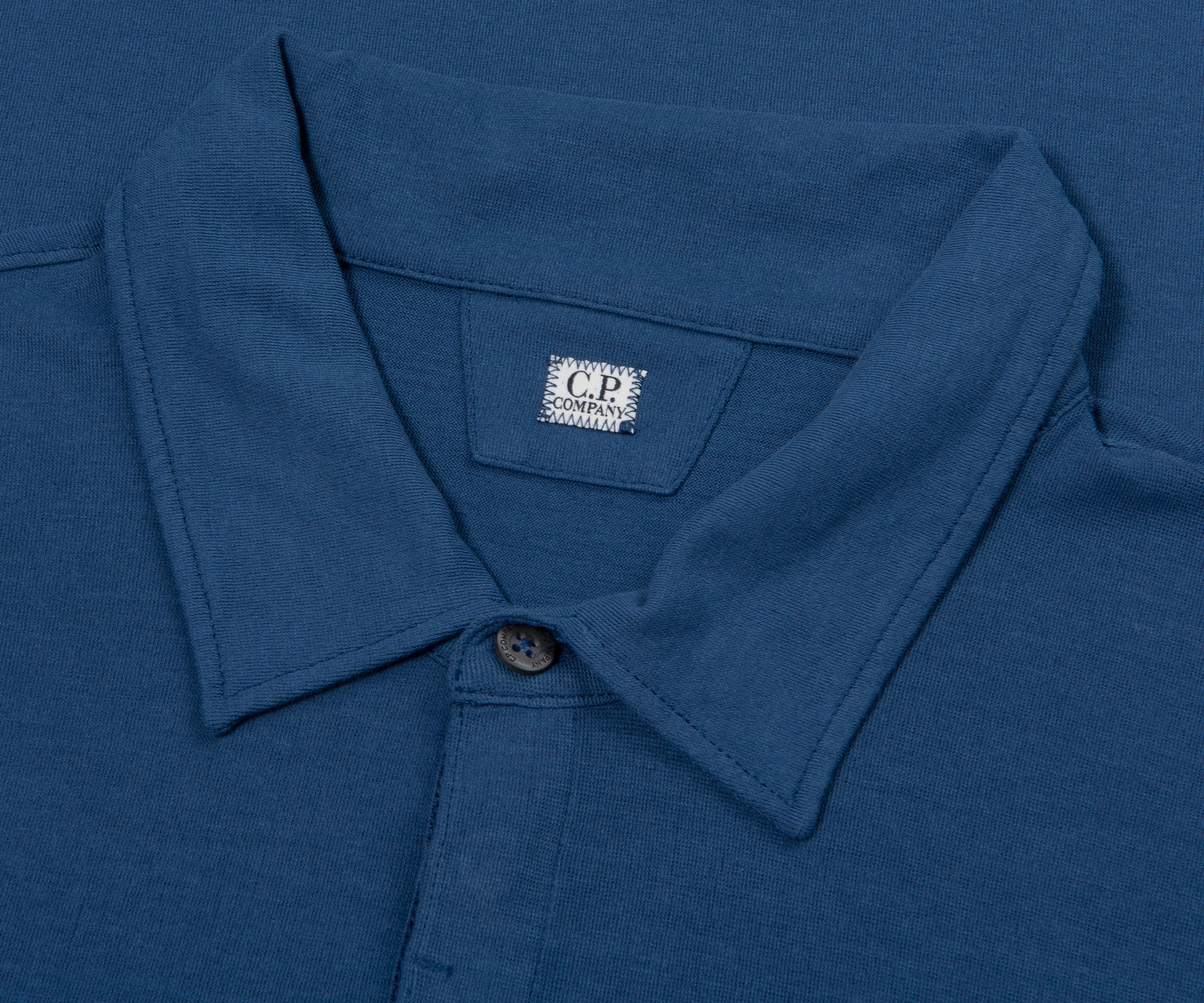 C.P. Company Crepe Jersey Polo Mid Blue - Image 2