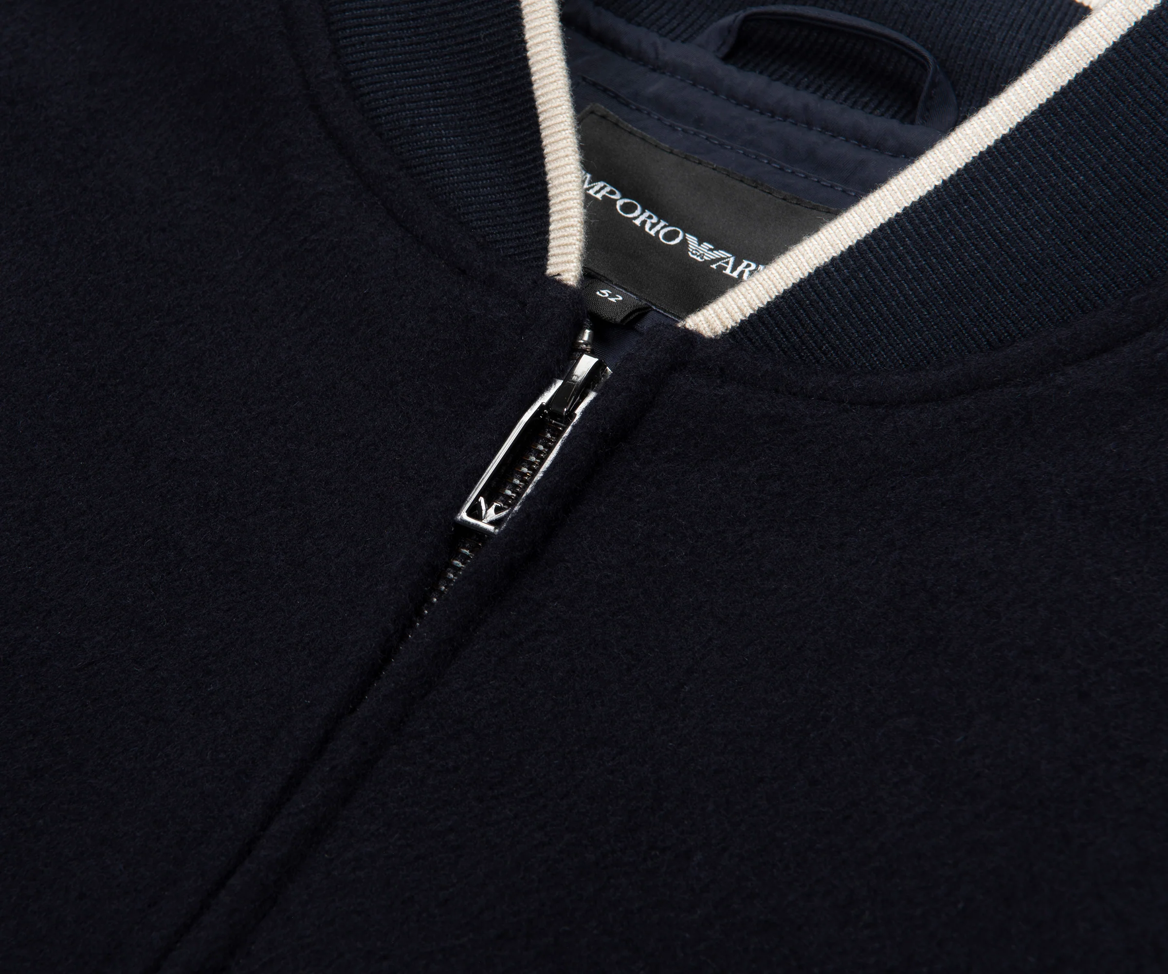Emporio Armani Navy Heavy Fleece Bomber Sweatshirt - Image 2