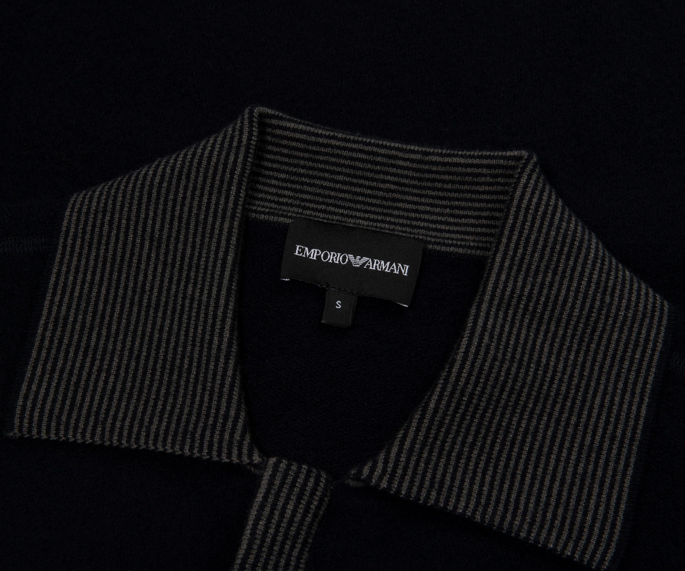 Emporio Armani Navy Woolen Trim Detailed Full Zip Cardigan - Image 2