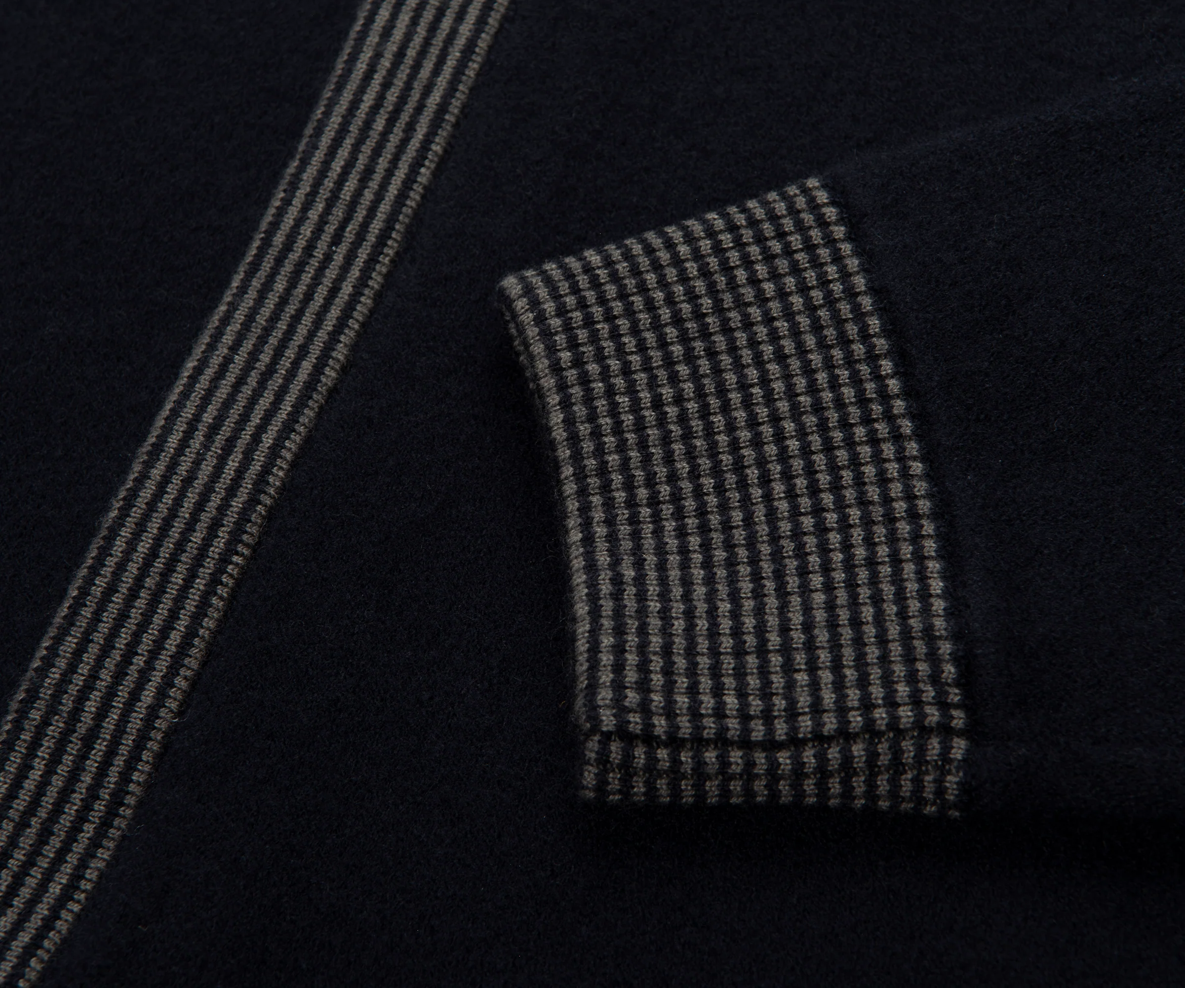 Emporio Armani Navy Woolen Trim Detailed Full Zip Cardigan - Image 4
