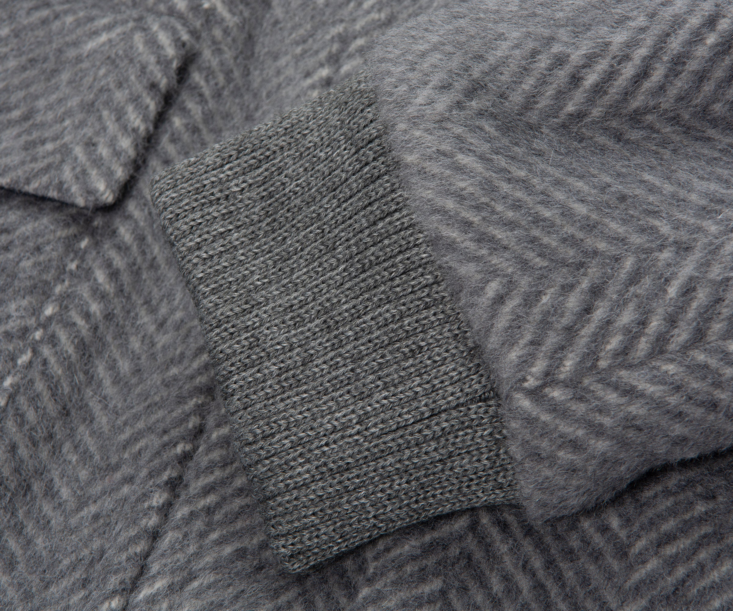 Boss Grey Herringbone Fluffy Bomber - Image 4