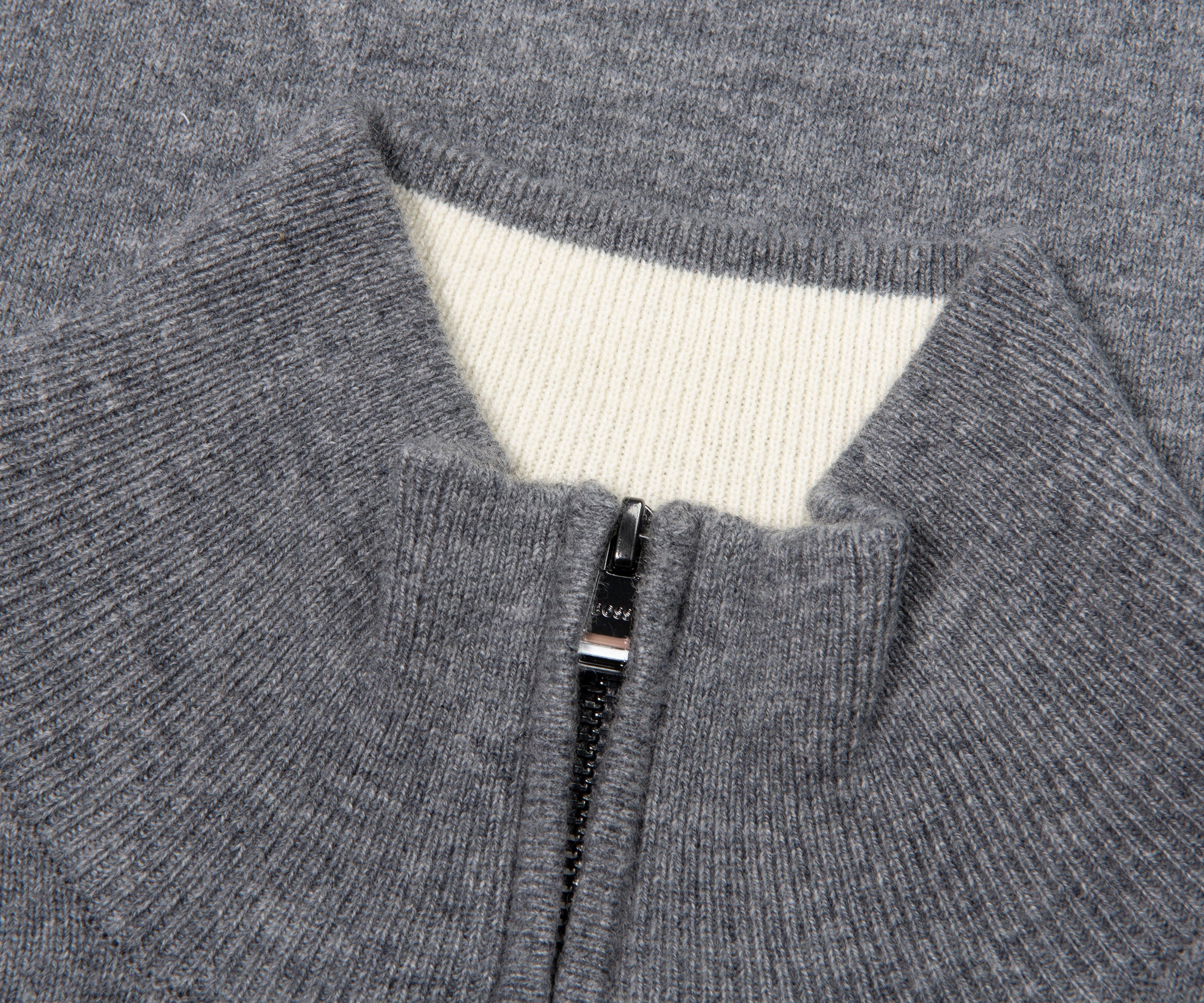 Boss H Hermalo Grey Woolen 1/4 Zip Sweater - Image 2
