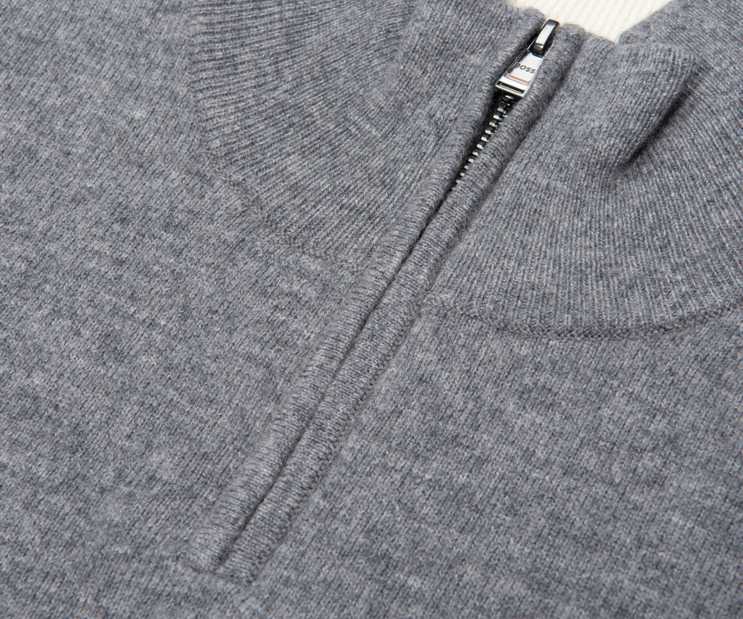 Boss H Hermalo Grey Woolen 1/4 Zip Sweater - Image 3