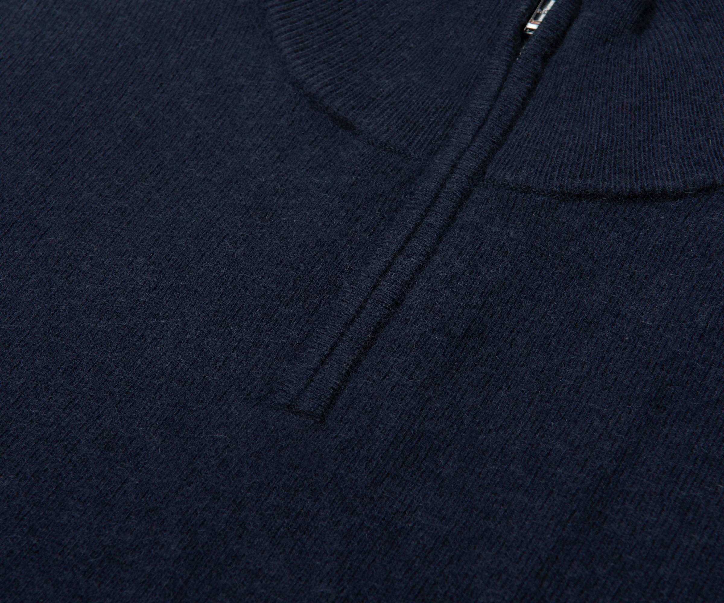 Boss H Hermalo Navy Woolen 1/4 Zip Sweater - Image 3