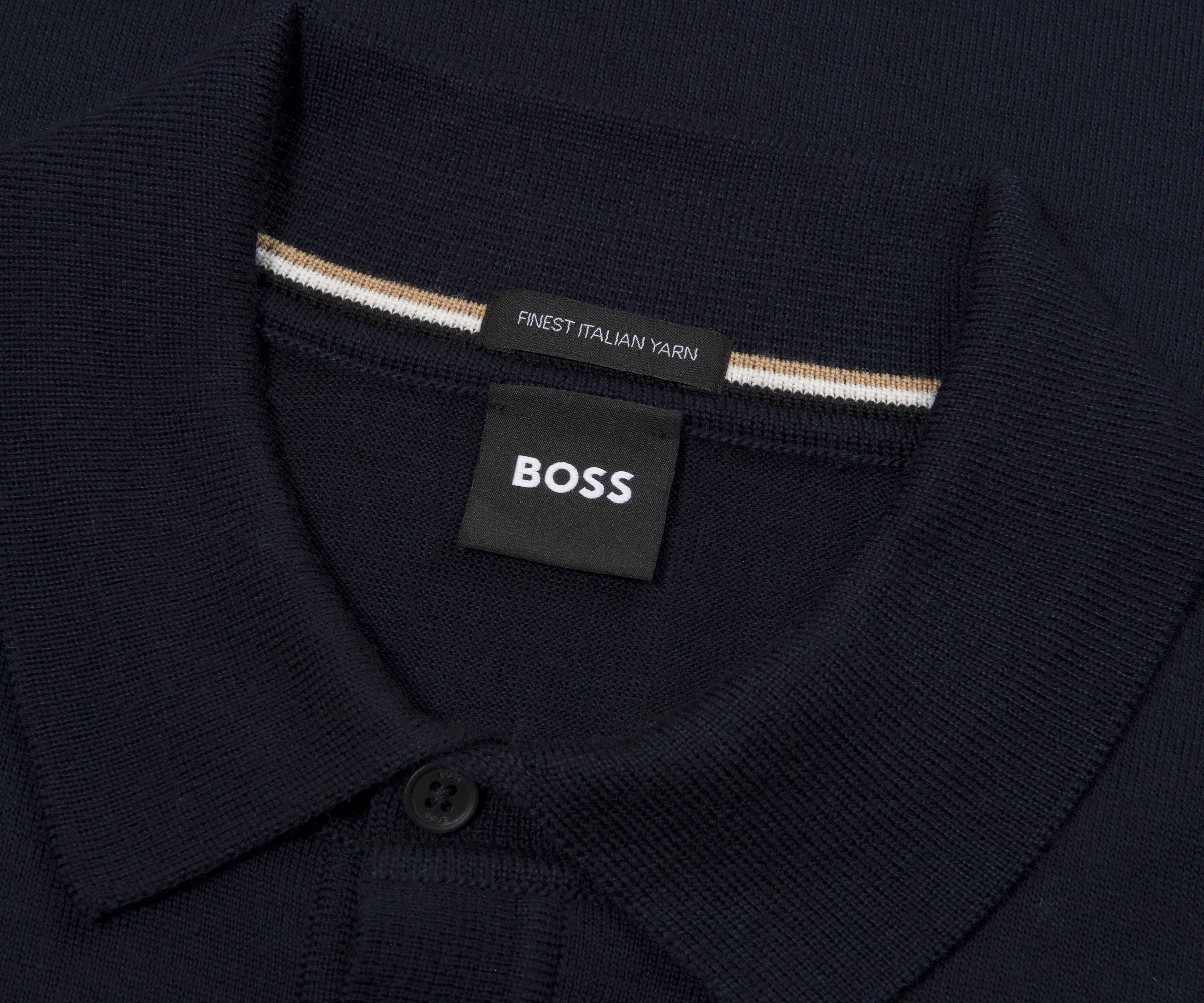 Boss Navy Helbert Full Button LS Polo - Image 2