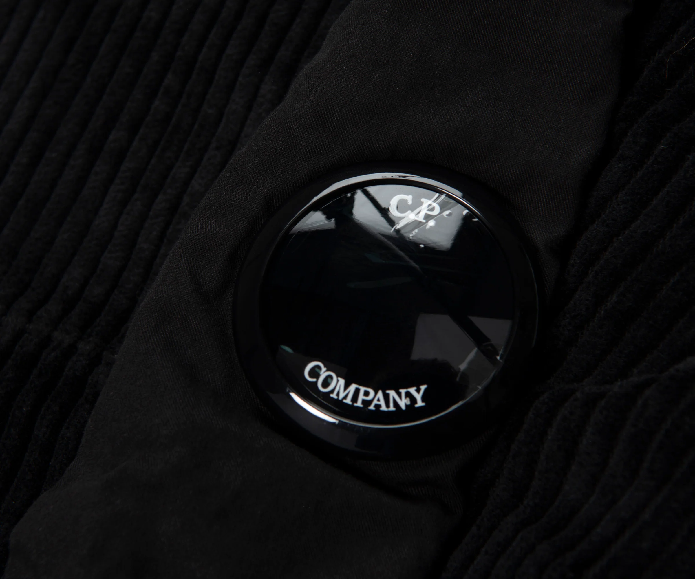 C.P. Company Black Corduroy Goggle Hoodie - Image 3