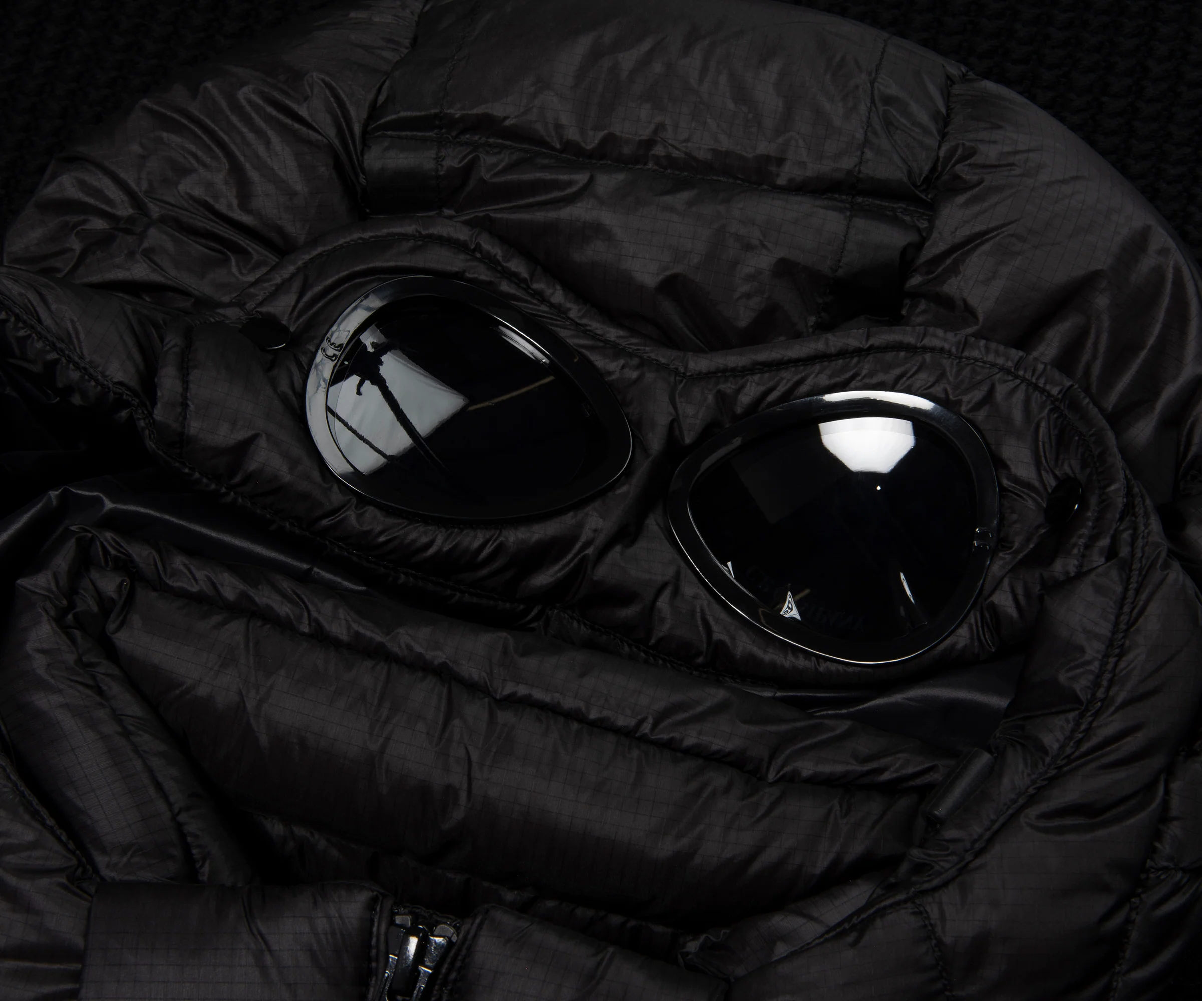 C.P. Company Black Merino Wool Goggle Hooded Puffer Jacket - Image 2