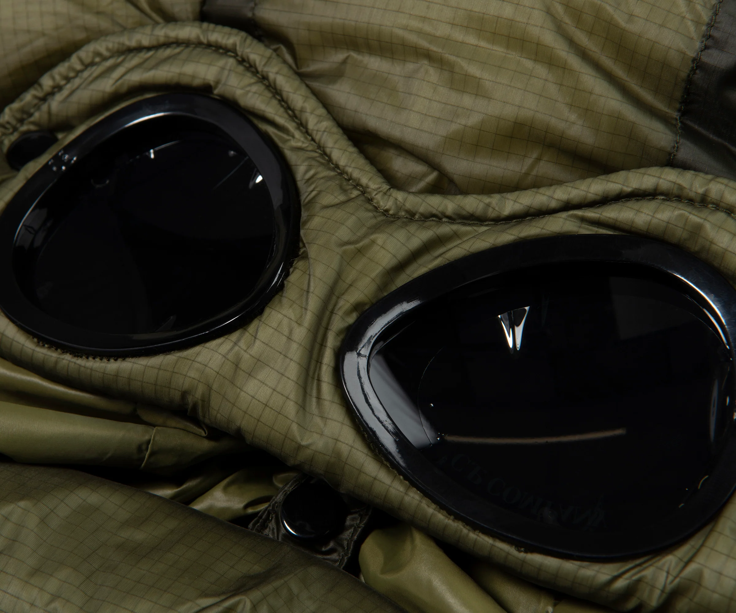 C.P. Company Green Merino Wool Goggle Hooded Puffer Jacket - Image 3