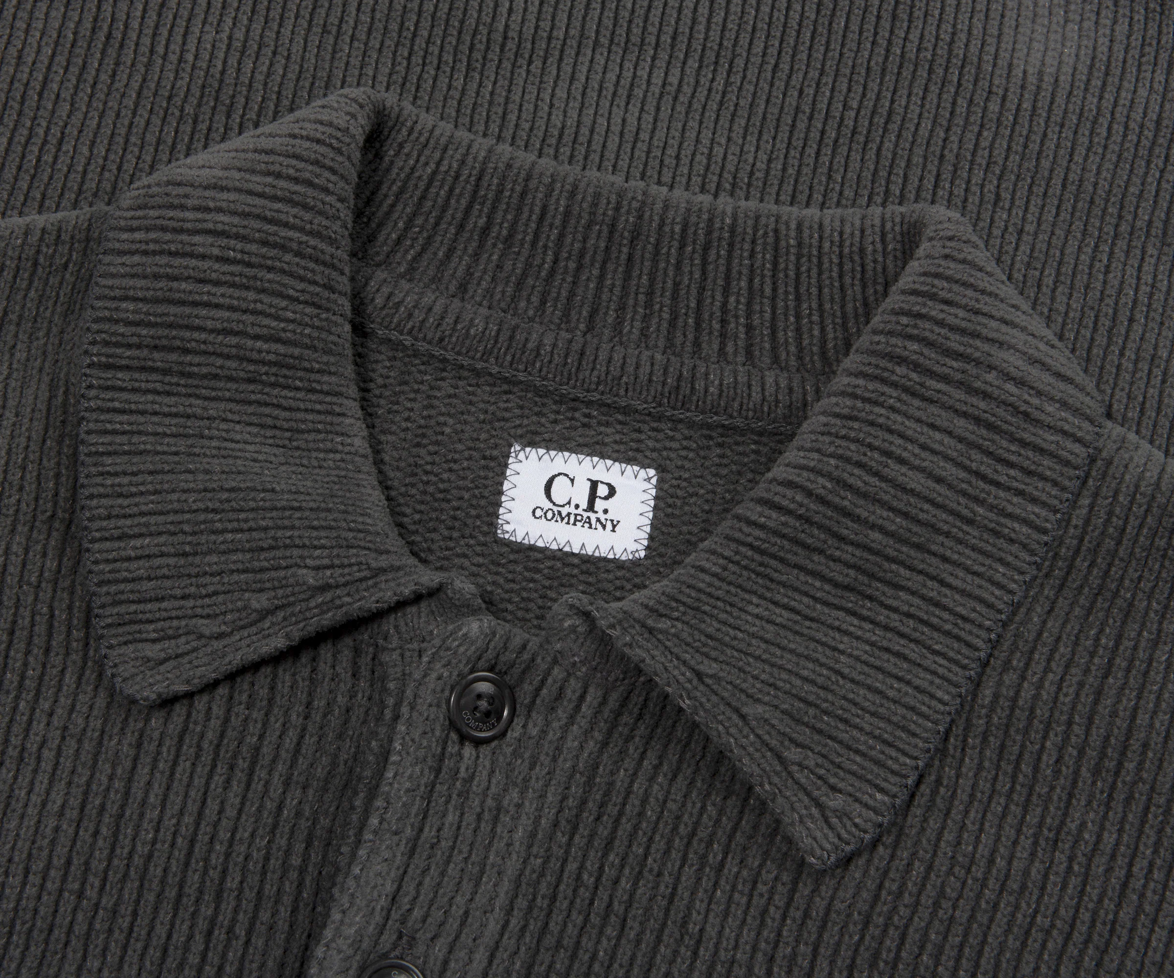 C.P. Company Grey Heavy Knitted LS Polo - Image 2