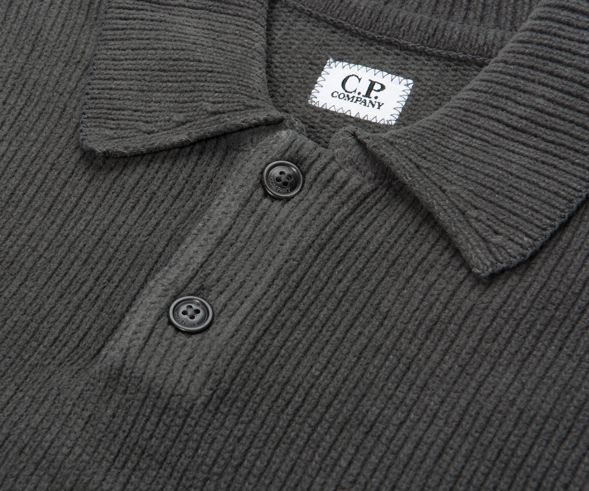C.P. Company Grey Heavy Knitted LS Polo - Image 3