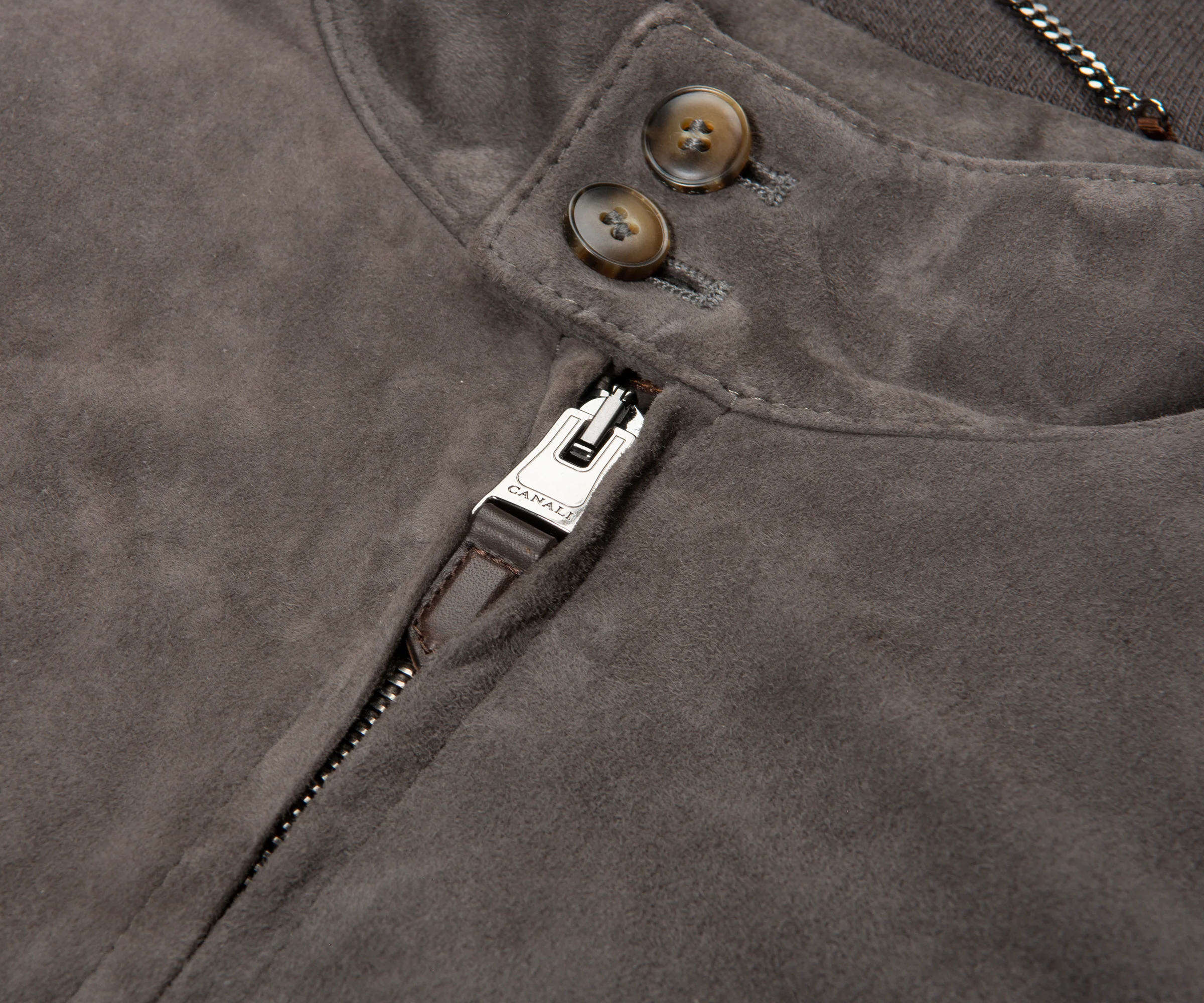 Canali Brown Hybrid Suede/ Wool Bomber Jacket - Image 3