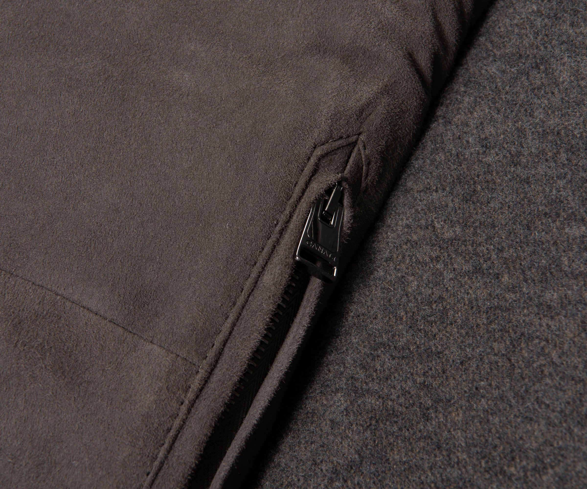 Canali Brown Hybrid Suede/ Wool Bomber Jacket - Image 4