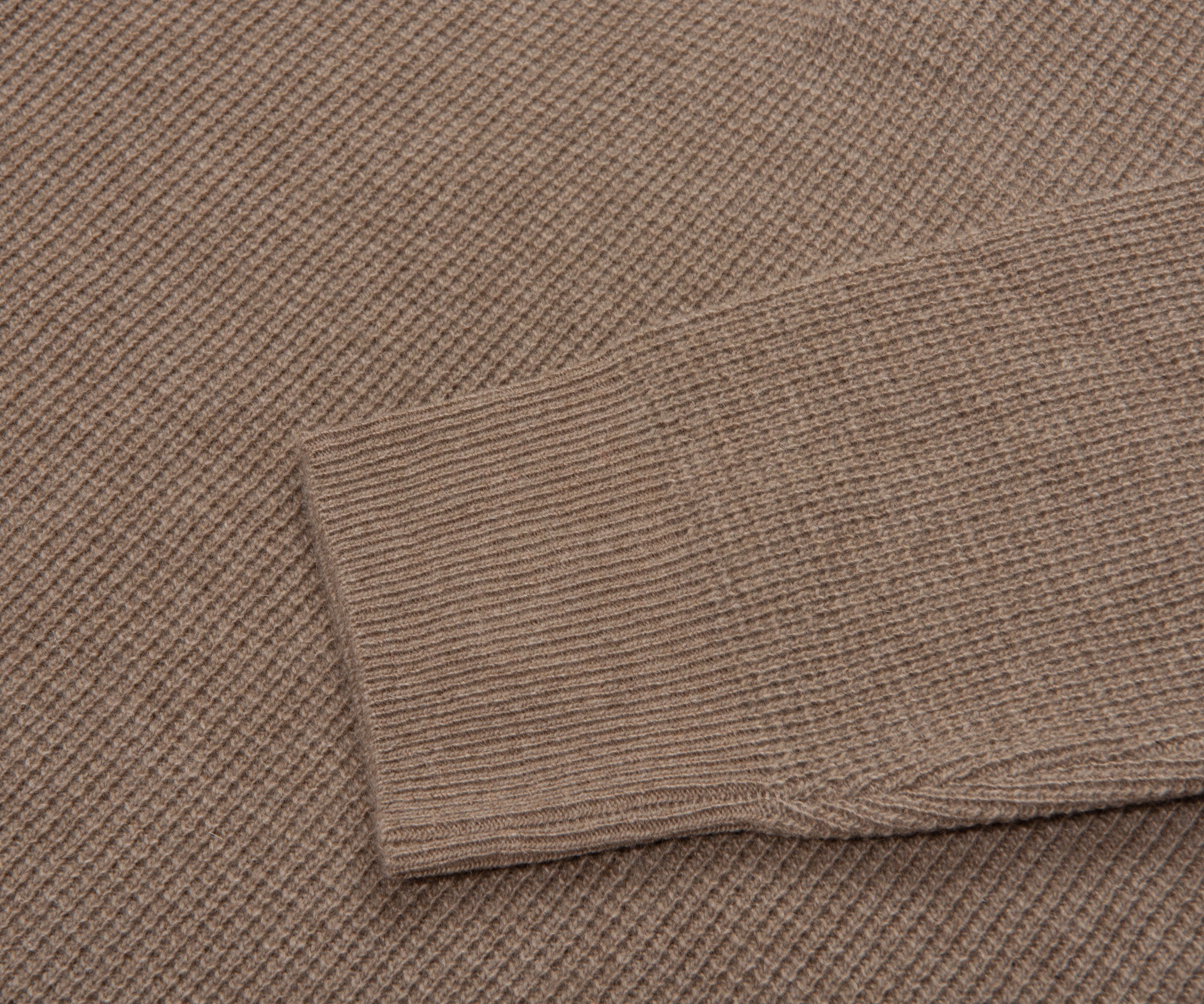Canali Light Brown Waffle Woollen LS Polo - Image 4